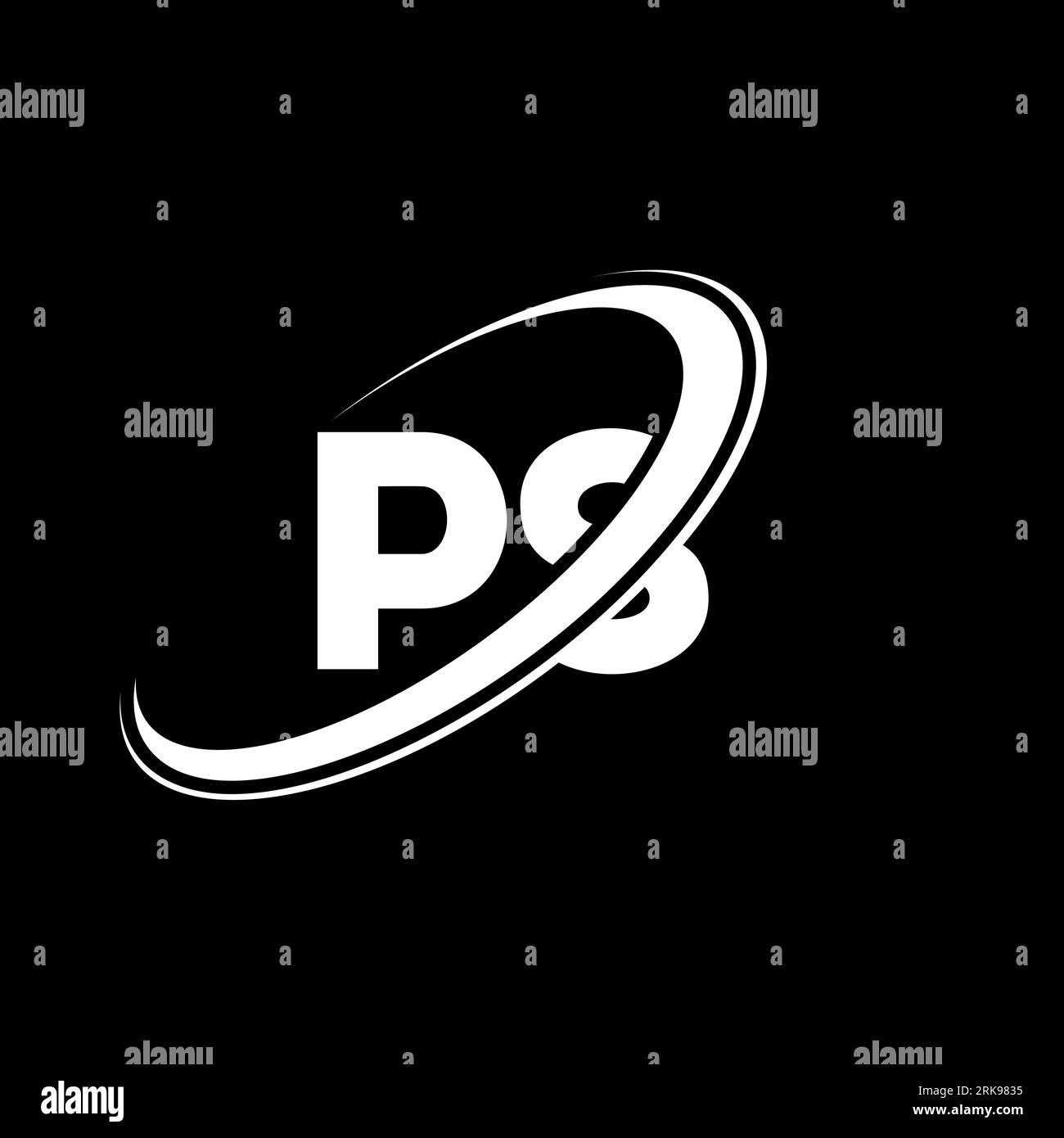 PS logo. P S design. White PS letter. PS/P S letter logo design. Initial letter PS linked circle uppercase monogram logo. Stock Vector