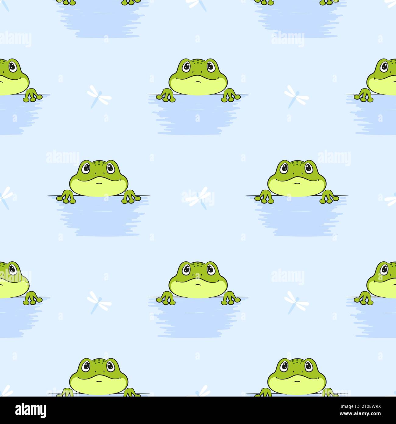 Cartoon frog pattern. Seamless vector background with cute frogs Stock ...