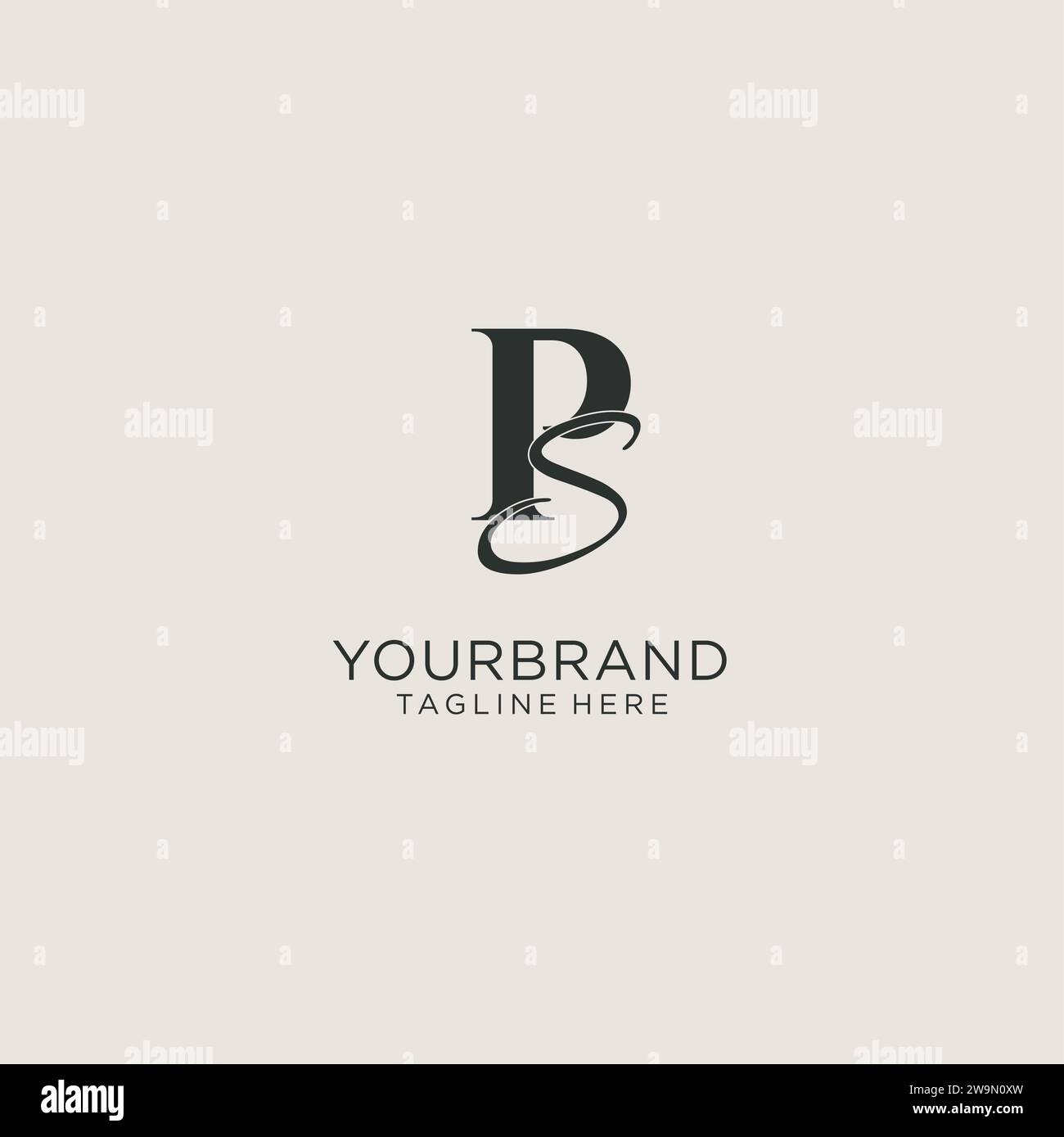 Initials PS letter monogram with elegant luxury style. Corporate identity and personal logo vector graphic Stock Vector