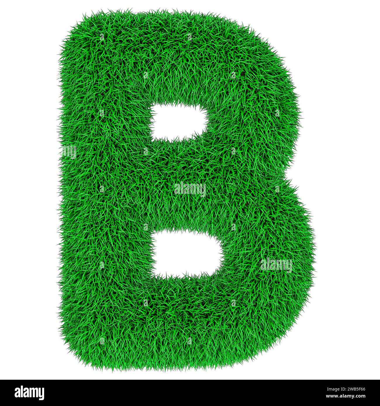 Green grass letter B, 3D rendering isolated on white background Stock Photo