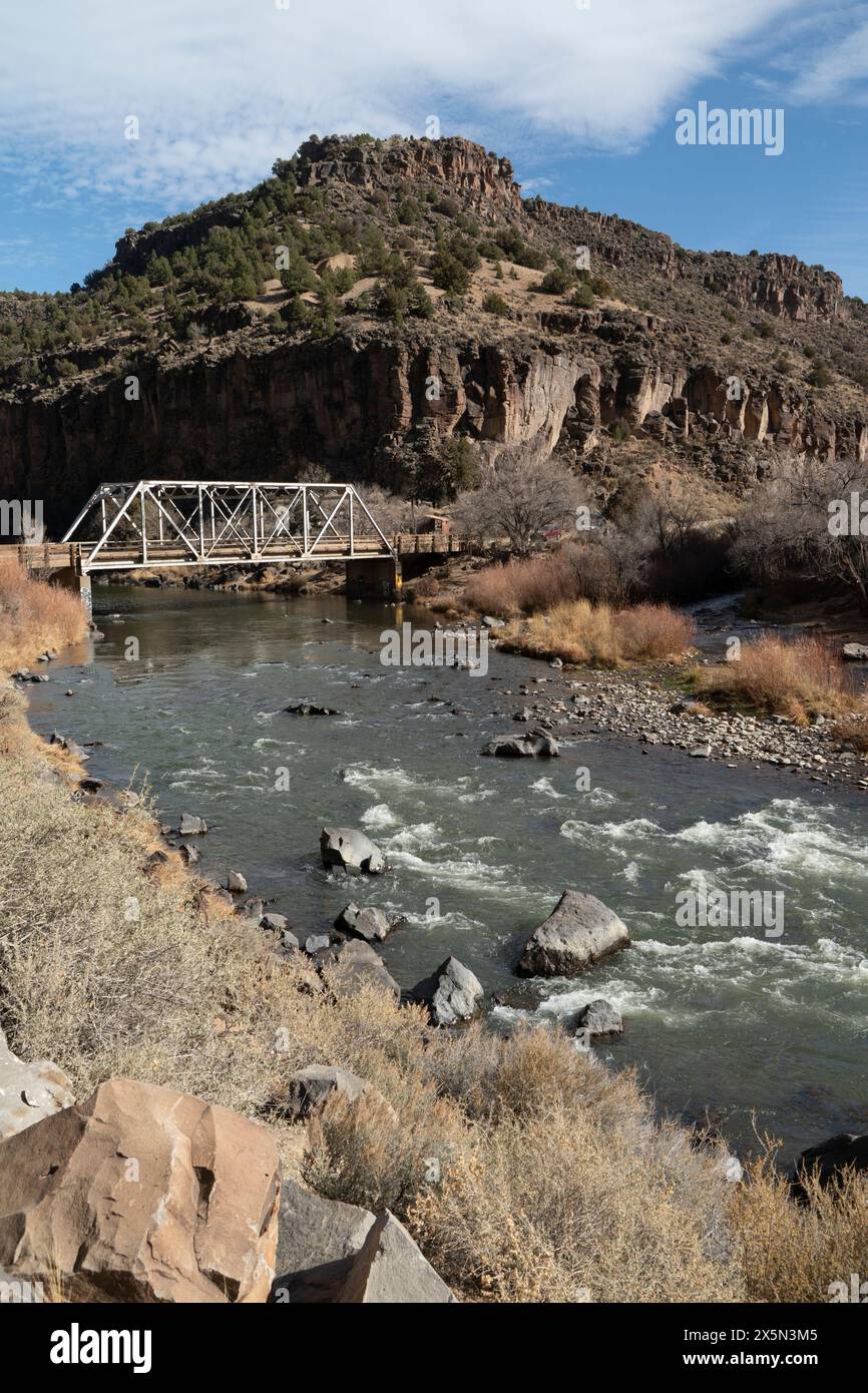 John Dunn Bridge on The Rio Grande River outside of Taos, New Mexico Stock Photo