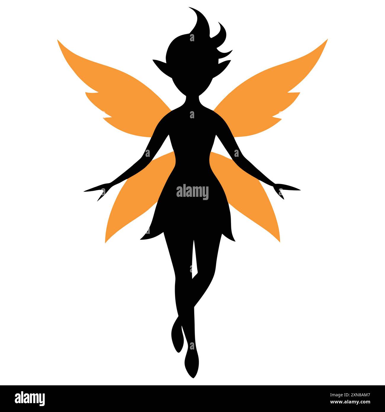 A silhouette of a fairy with wings vector Stock Vector