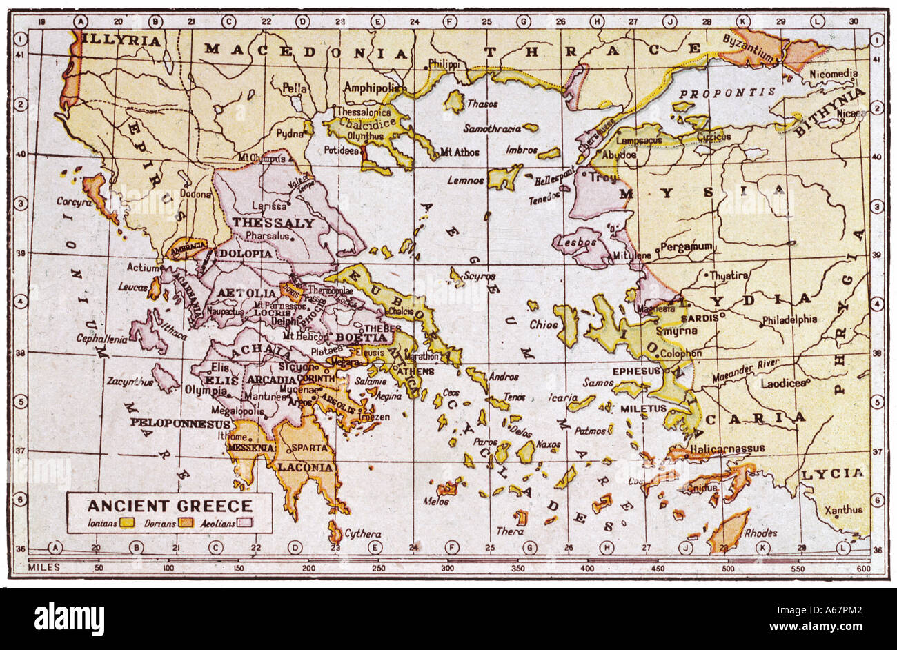 Map Of Ancient Greece Stock Photo