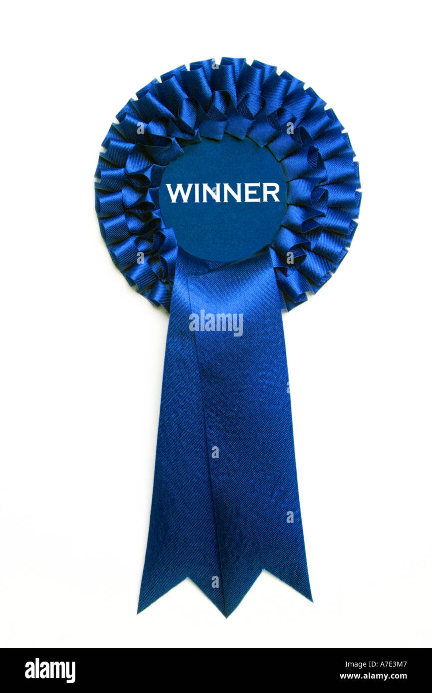 Blue winner rosette Stock Photo