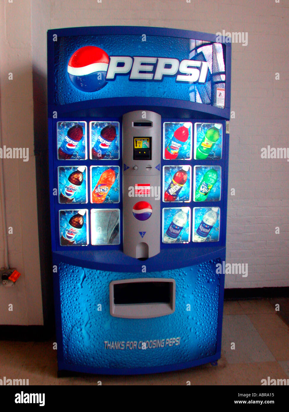 A drink machine selling Pepsi Cola products in a Manhattan office building  Stock Photo