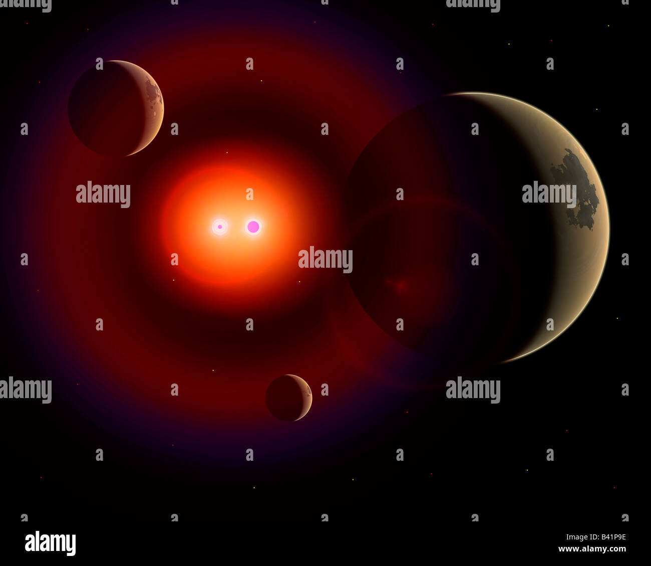 Binary Star System Stock Photo