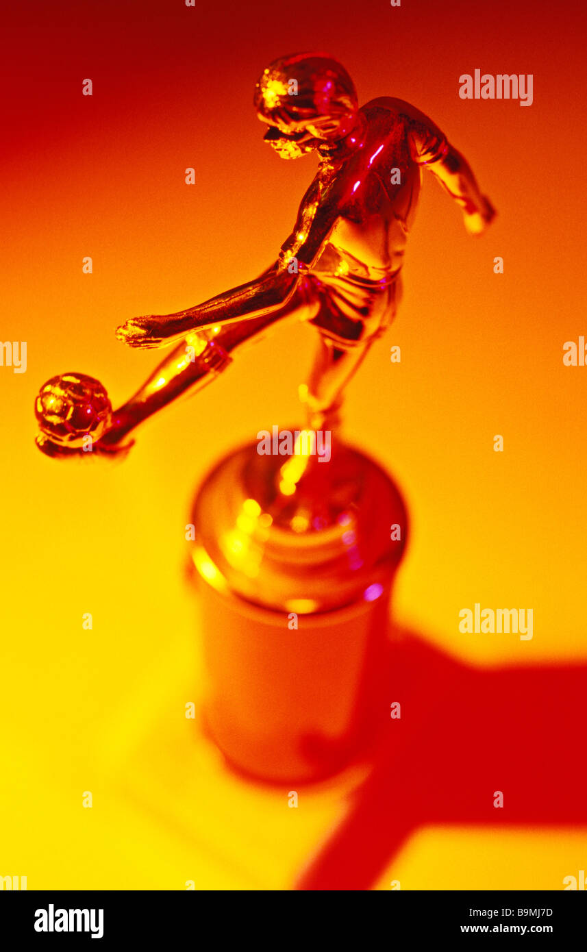 Woman soccer trophy Stock Photo