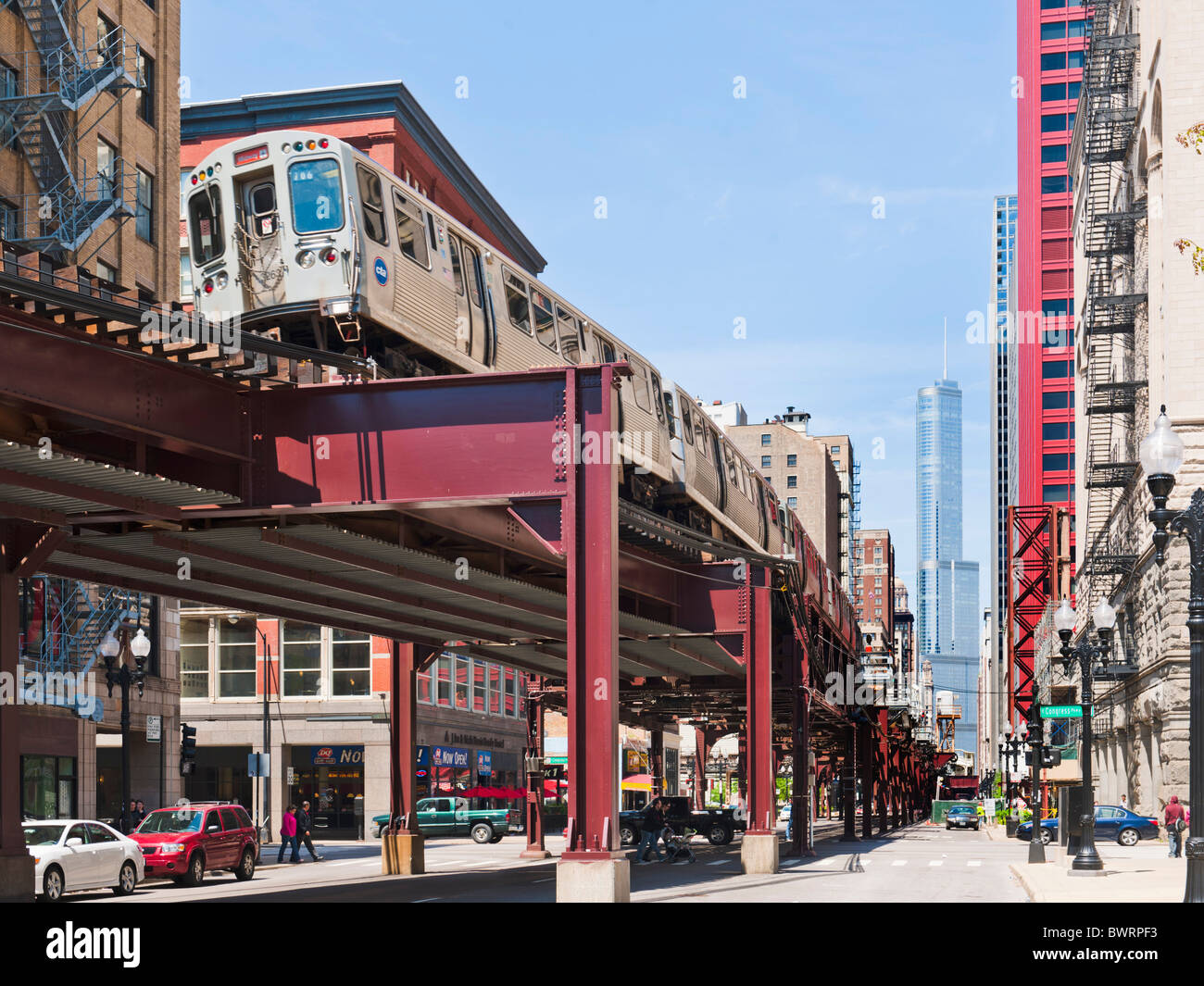 Elevated train in the loop, Chicago, Illinois Stock Photo