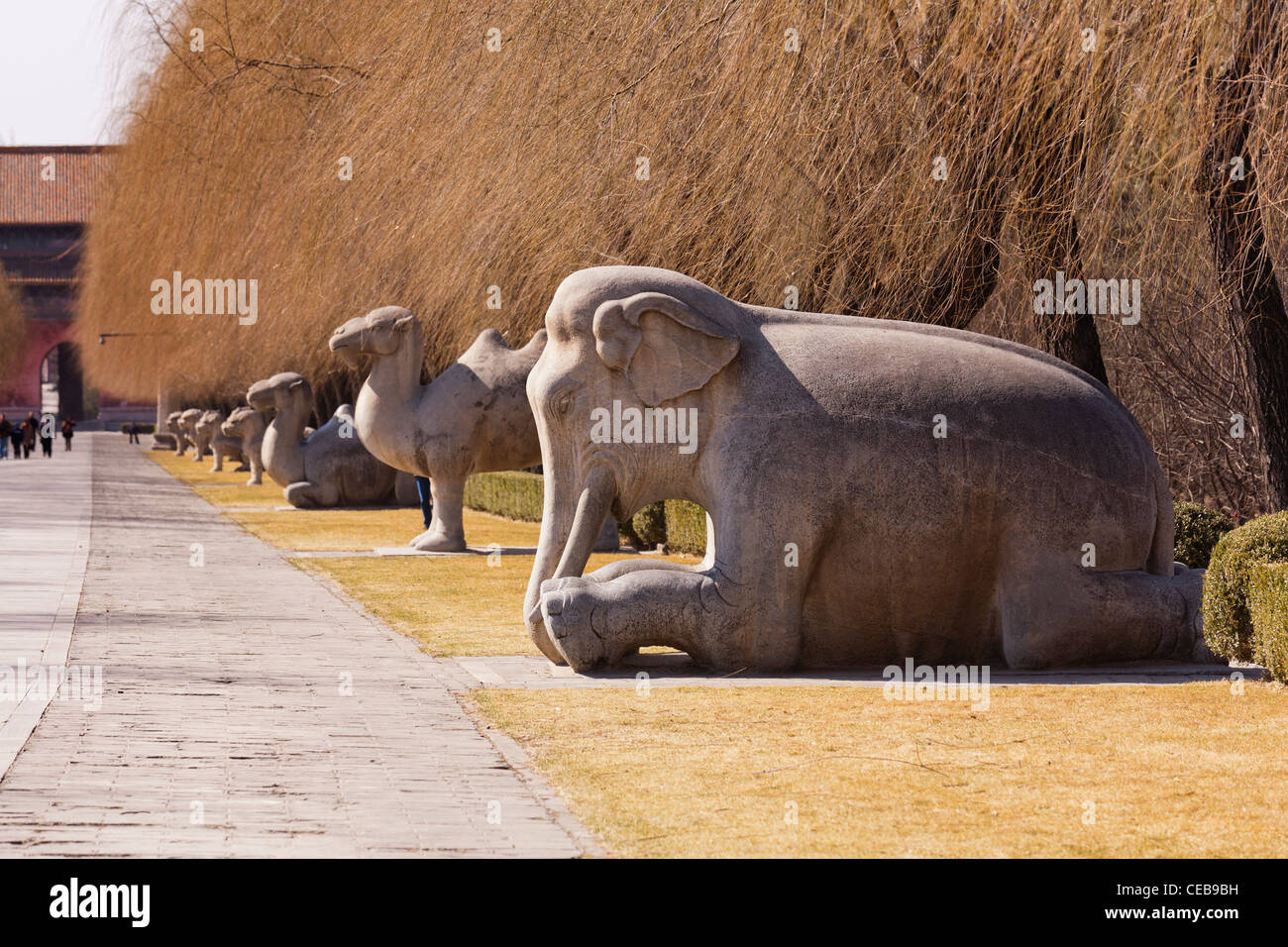 The Sacred or Spirit Way leading to the Ming Tombs outside Beijing, China. Stock Photo