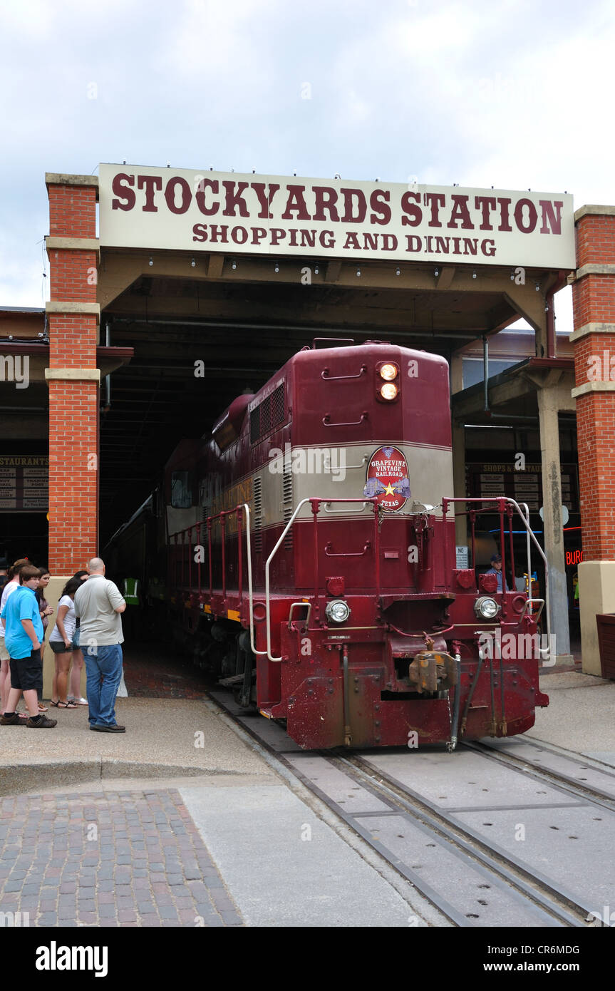 Grapevine Railroad stop at Stockyards Station, Fort Worth, Texas, USA Stock Photo