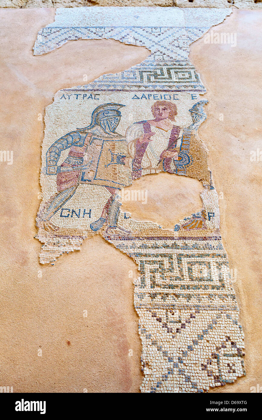 Cyprus - Mosaic at the House of Gladiators at the Kourion archaeological site Stock Photo