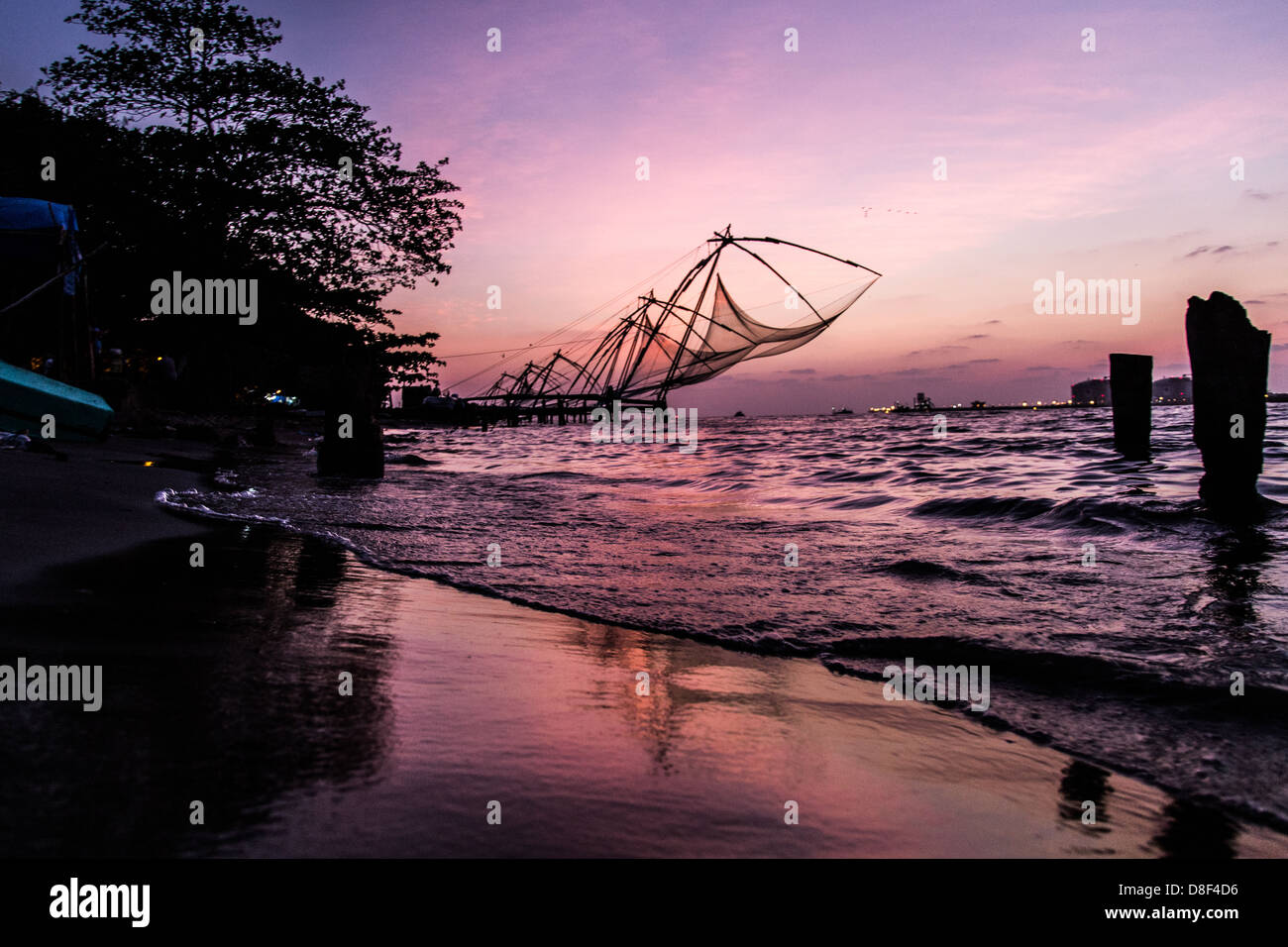 Traditional Chinese fishing nets, Kochi, Kerela, India Stock Photo