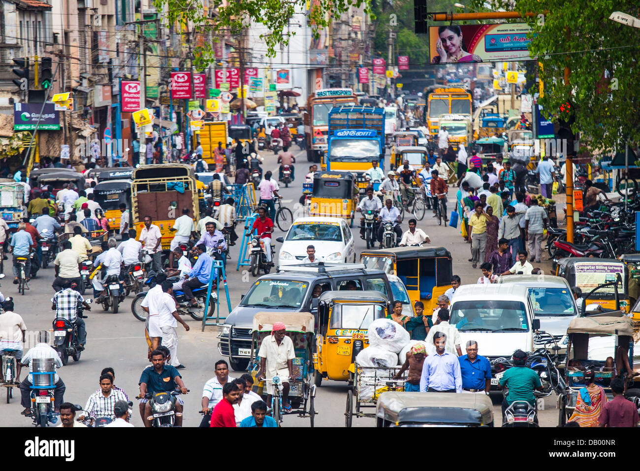 Busy street in Madurai, India Stock Photo