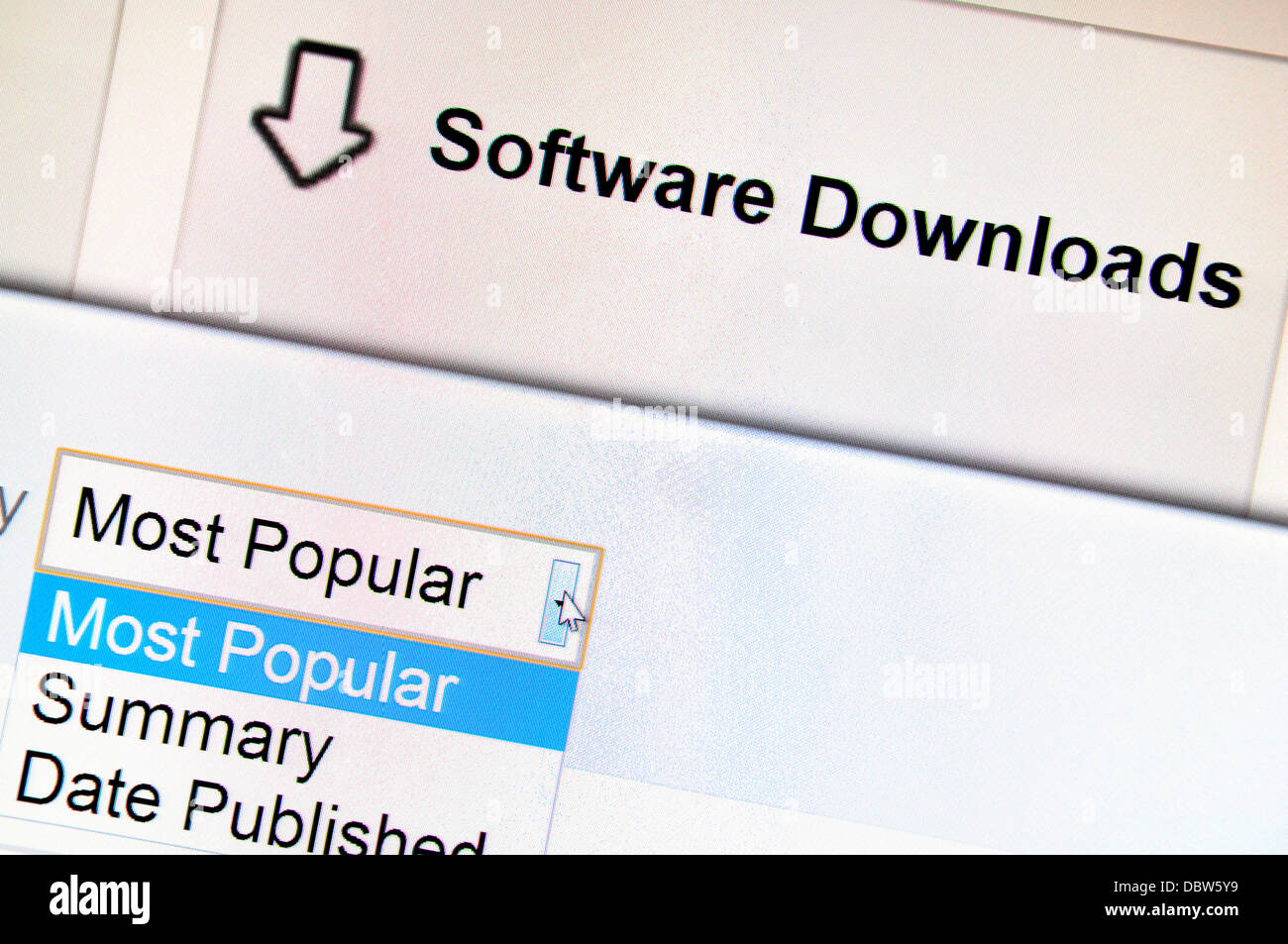 Computer screenshot - Internet. Software downloads Stock Photo