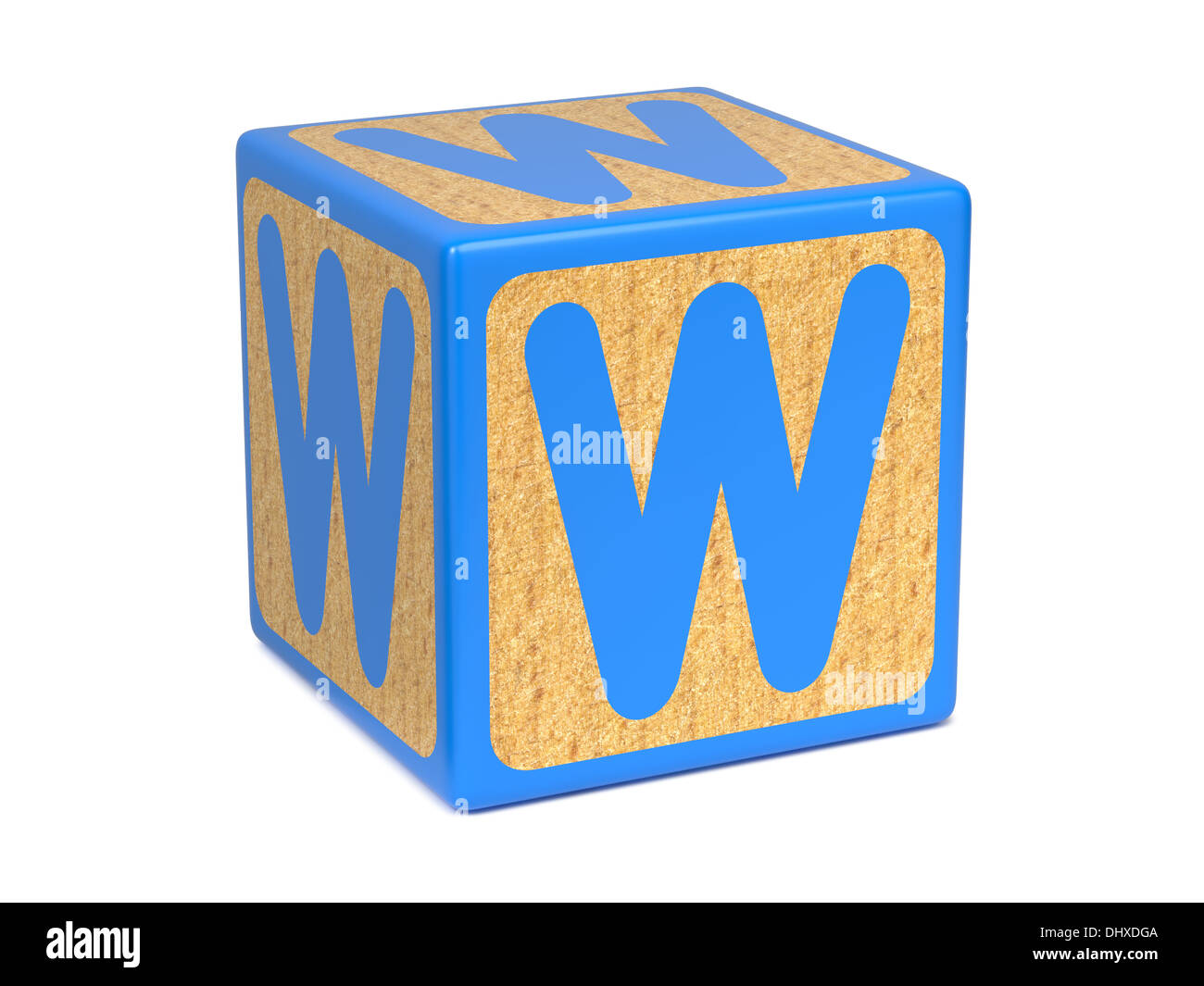 Letter W on Childrens Alphabet Block. Stock Photo