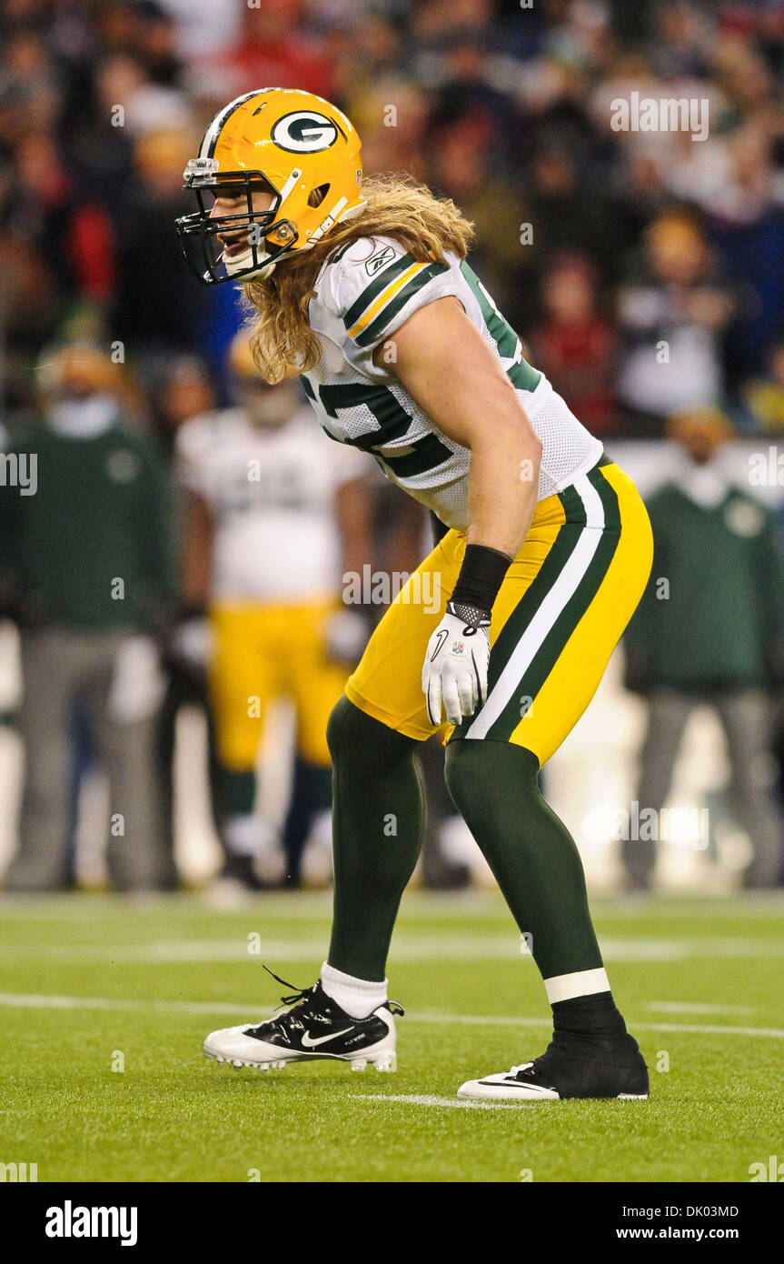 Dec. 19, 2010 - Foxborough, Massachusetts, United States of America - Packers LB Clay Matthews (52).The New England Patriots defeat the Green Bay Packers 31 - 27 at Gillette Stadium. (Credit Image: © Geoff Bolte/Southcreek Global/ZUMAPRESS.com) Stock Photo