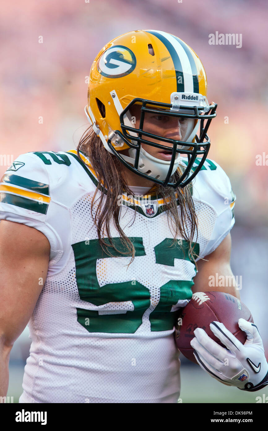 Aug. 13, 2011 - Cleveland, Ohio, U.S - Green Bay Packers linebacker Clay Matthews (52) prior to the preseason game against the Cleveland Browns played at Cleveland Browns Stadium in Cleveland, Ohio. (Credit Image: © Frank Jansky/Southcreek Global/ZUMAPRESS.com) Stock Photo