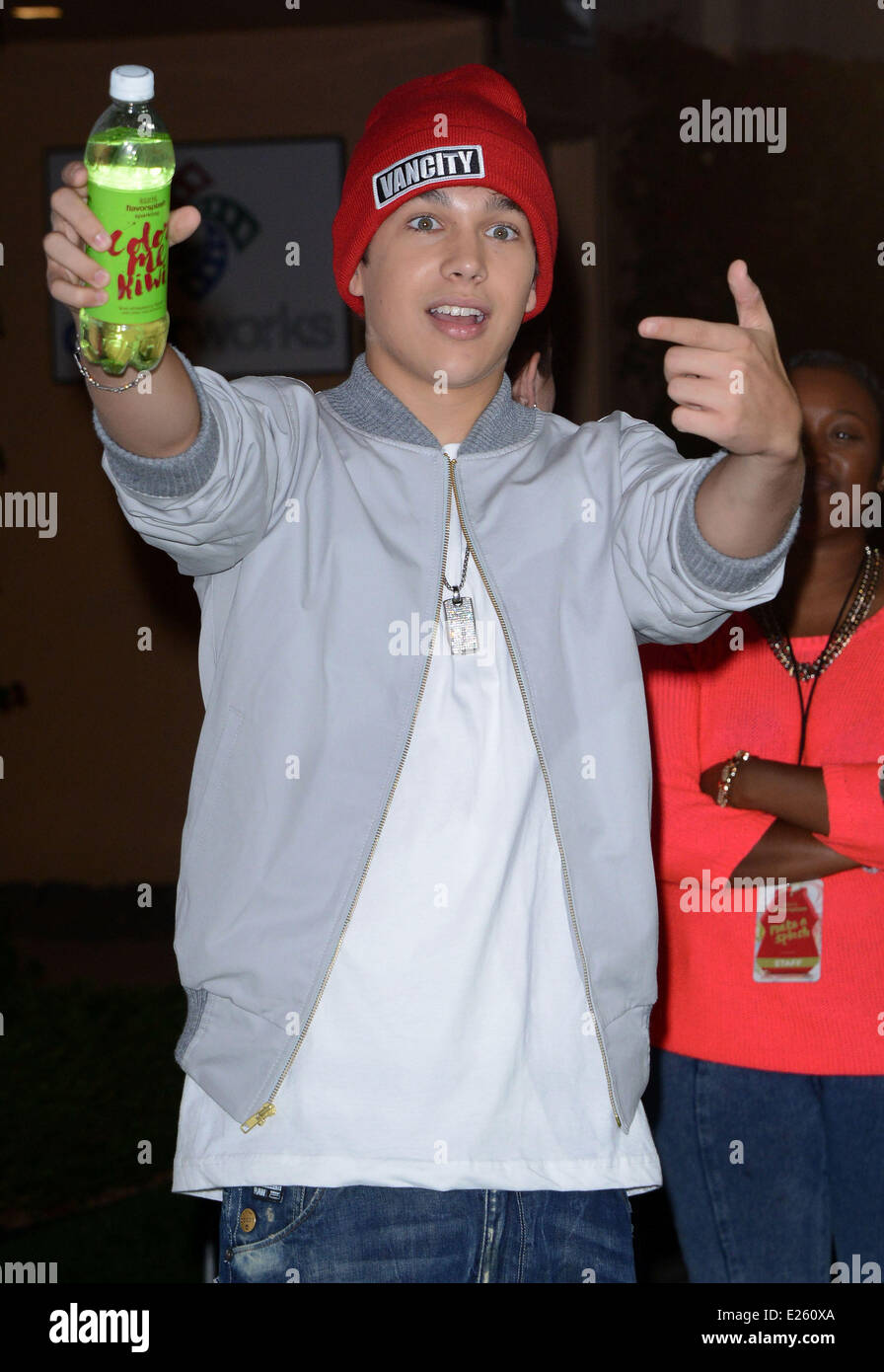 The Aquafina Flavorsplash launch event held Sony studios lot  Featuring: Austin Mahone Where: Culver City, California, United States When: 15 Oct 2013 Stock Photo