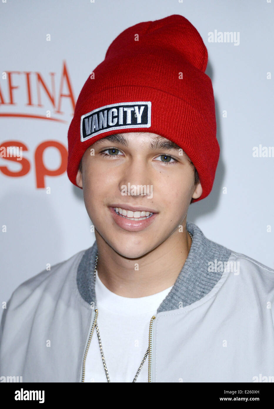 The Aquafina Flavorsplash launch event held Sony studios lot  Featuring: Austin Mahone Where: Culver City, California, United States When: 15 Oct 2013 Stock Photo