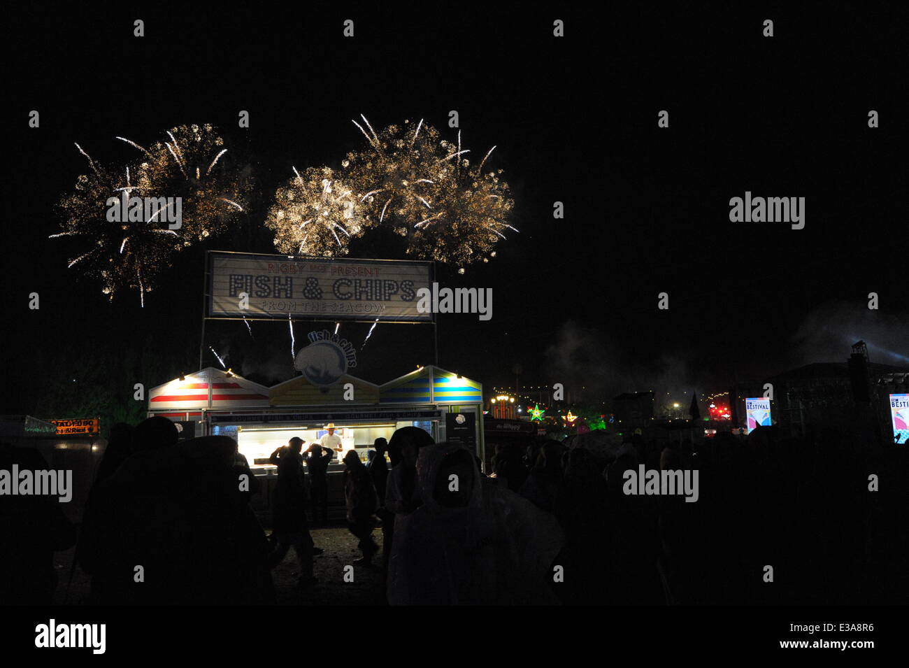 Bestival, Robin Hill Park, Isle of Wight - Fireworks Display  Featuring: Atmosphere Where: Isle Of Wight, United Kingdom When: 08 Sep 2013 Stock Photo