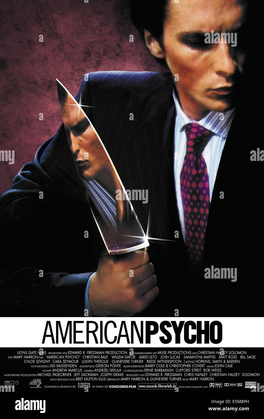 AMERICAN PSYCHO, Christian Bale, 2000, © Lions Gate/courtesy Everett Collection Stock Photo