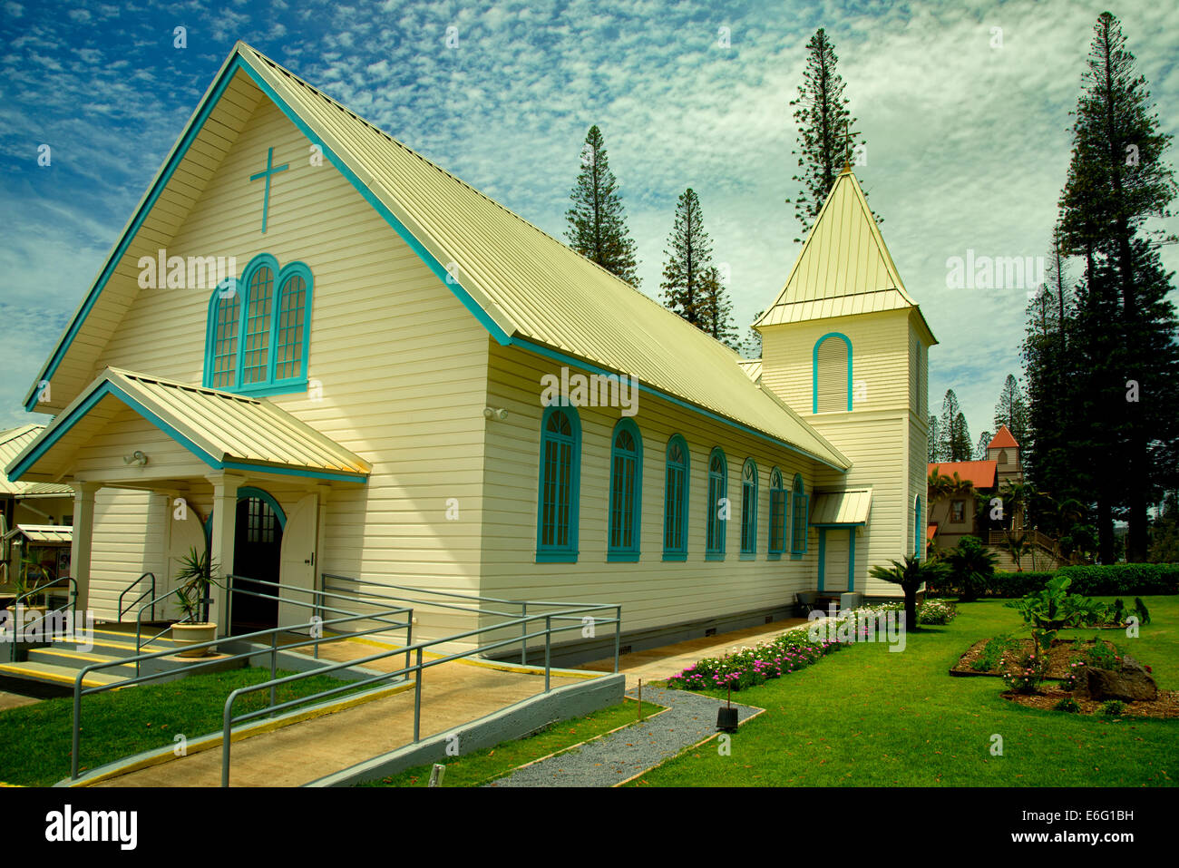 Sacred Hearts Jesus & Mary Catholic Church. Lanai City, Lanai, Hawaii Stock Photo