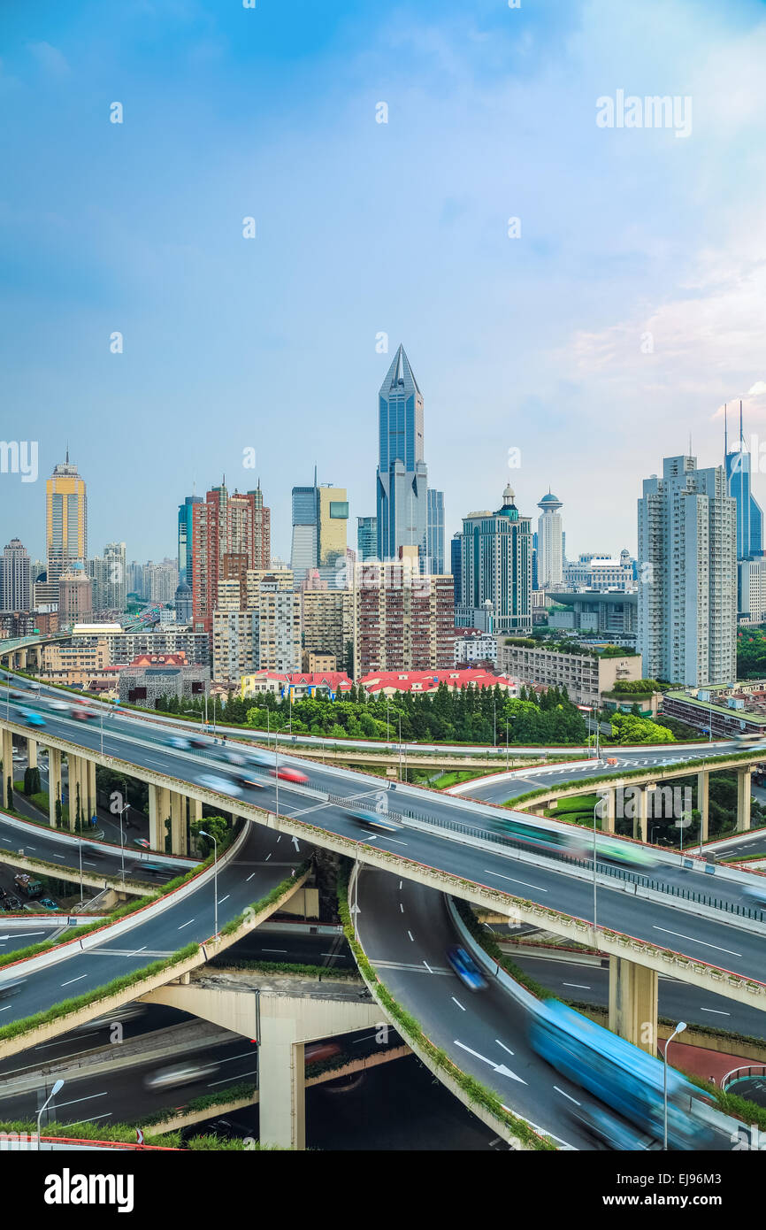 elevated road with modern city Stock Photo