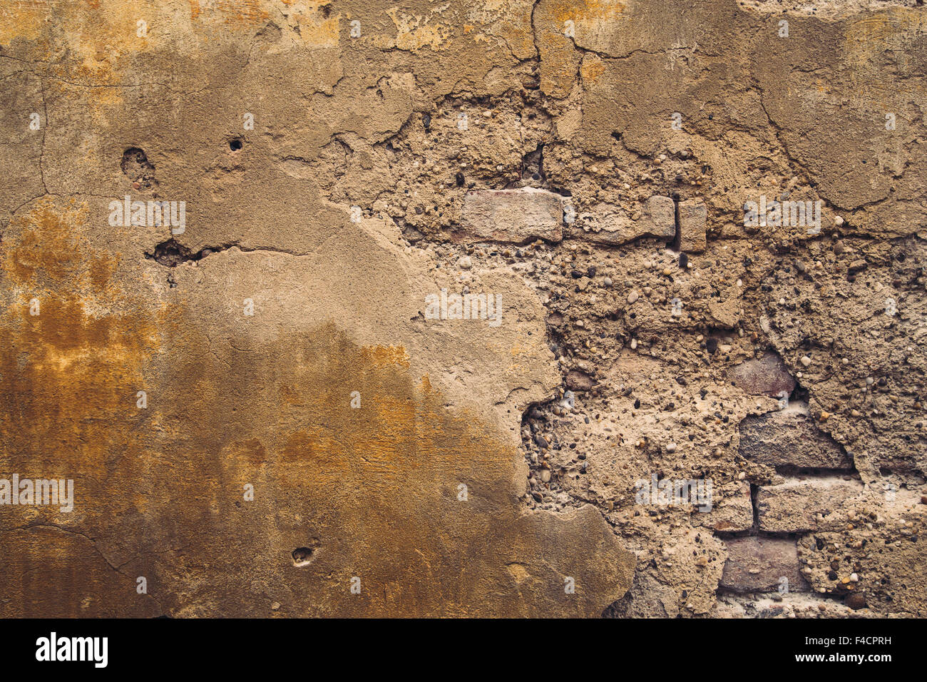 Old crumbling wall in Europe background with copyspace Stock Photo