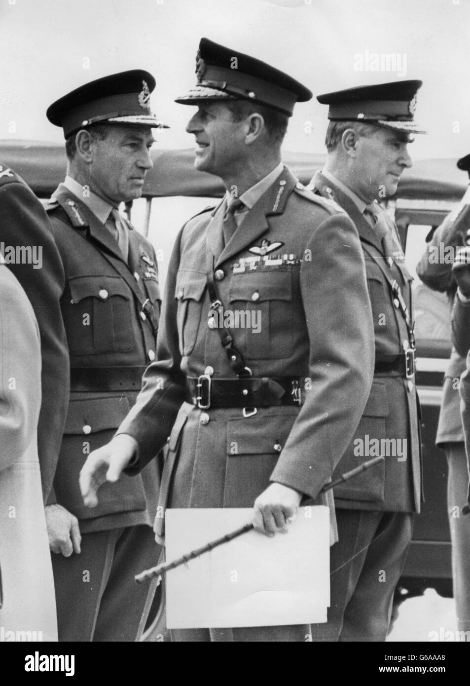 Prince Philip, The Duke of Edinburgh visiting the Parachute Brigade in Aldershot. *Low-res scan - Hi-res scan on request* Stock Photo