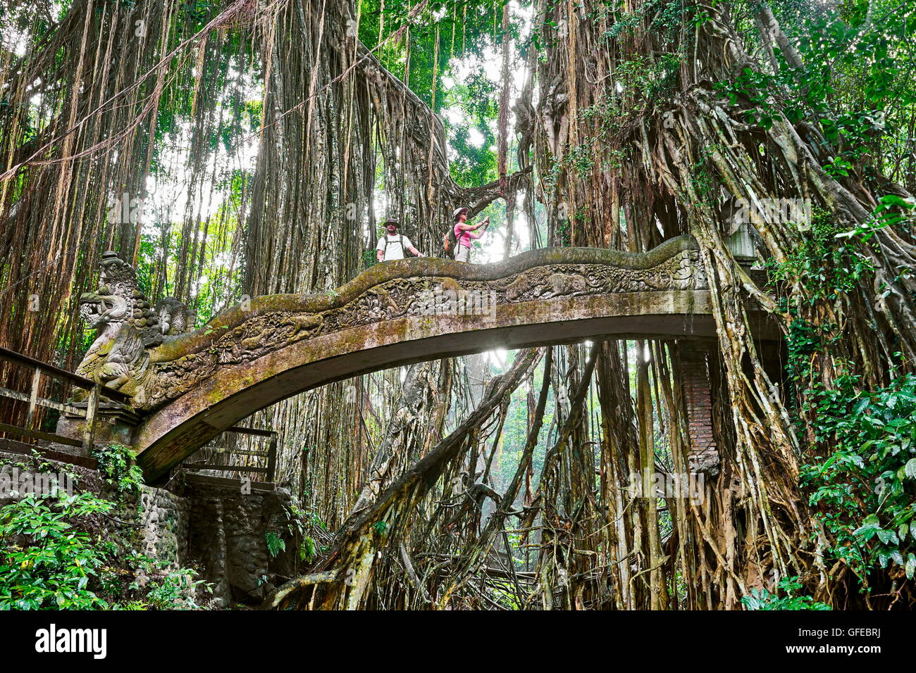 Dragon Bridge in the Sacred Monkey Sanctuary, Bali, Indonesia Stock Photo