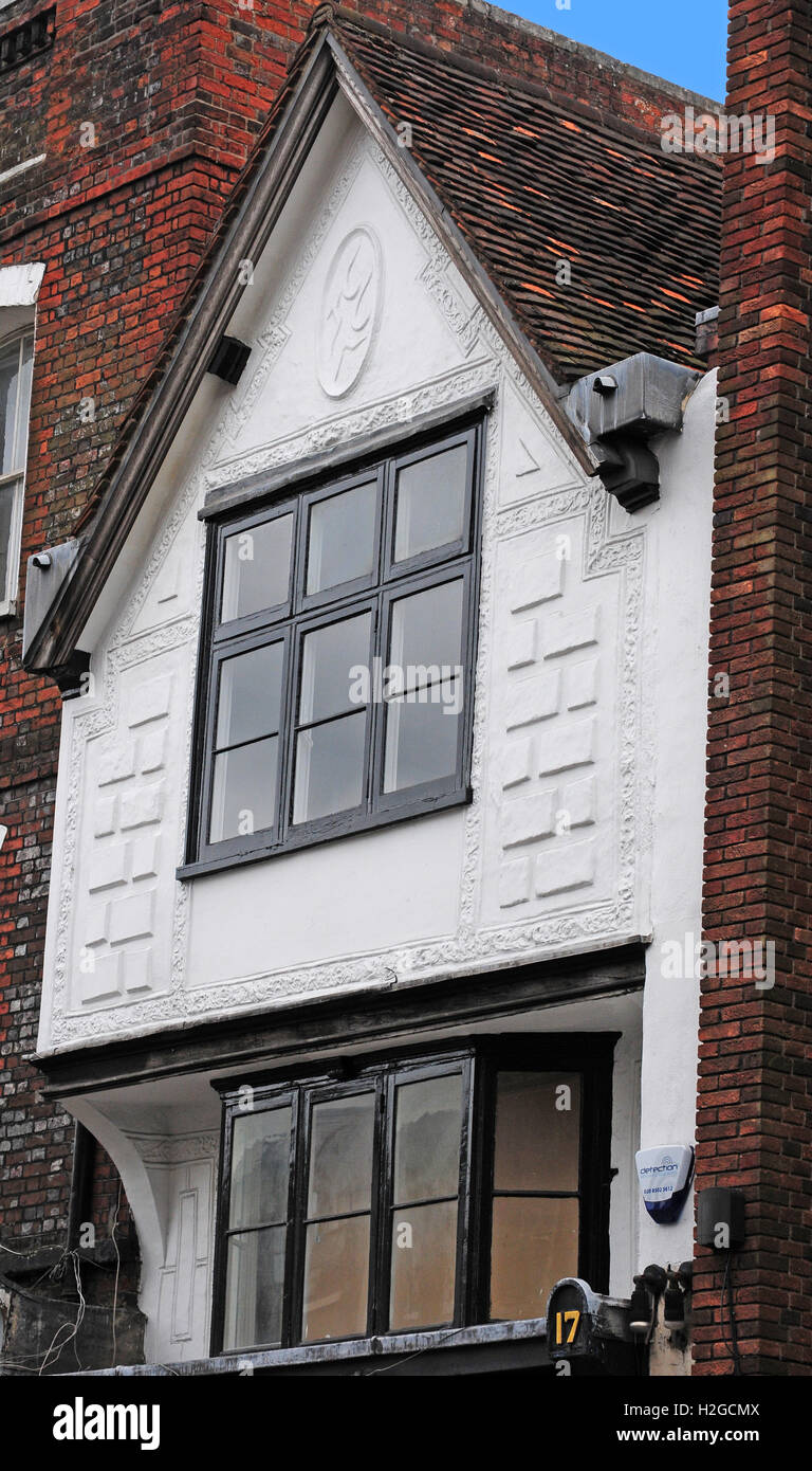 Decorative plaster work on a building in St. Albans, Herts. Stock Photo