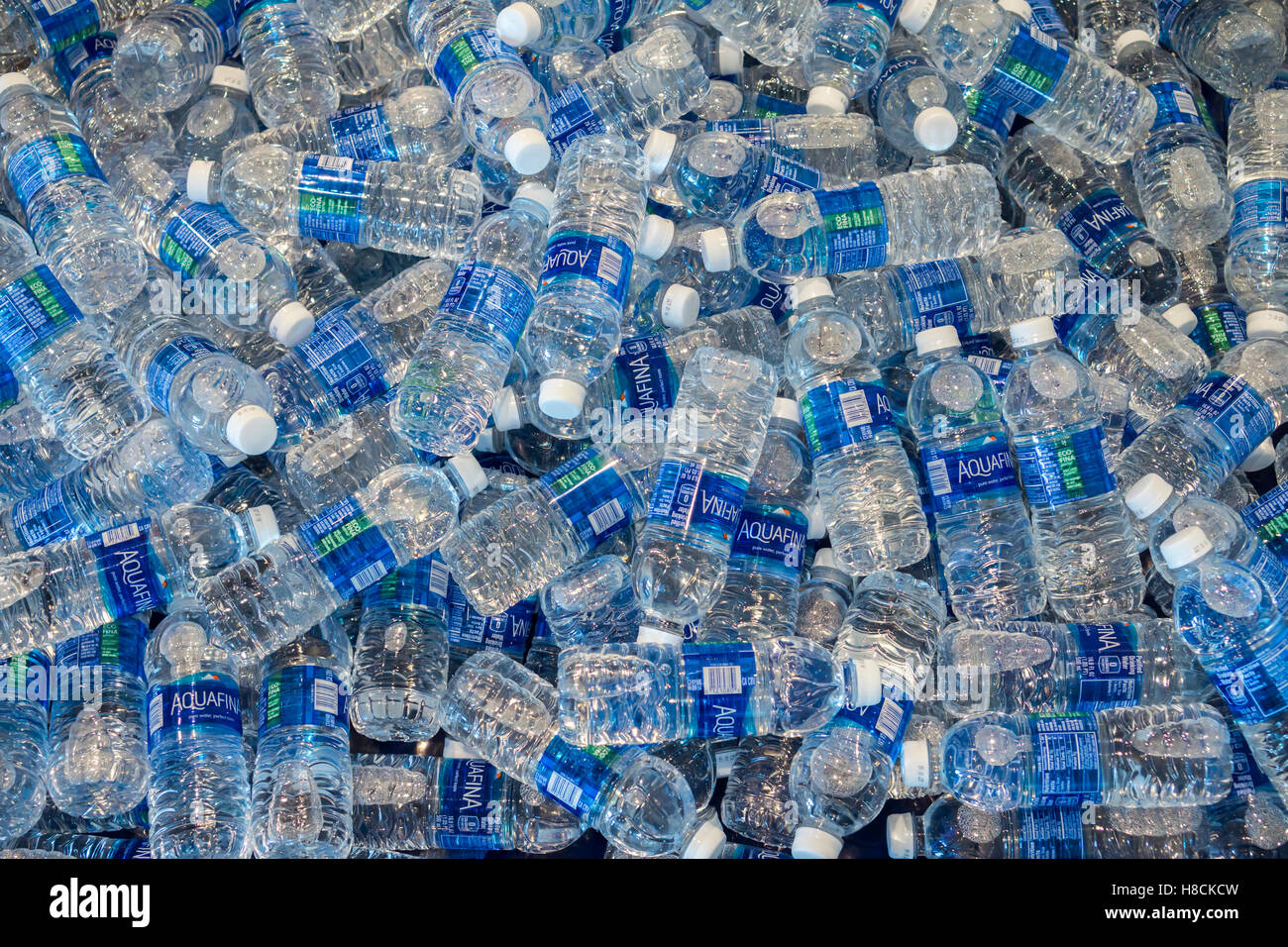 Aquafina bottled water display in New York on Friday, November 4, 2016. Aquafina is a brand of PepsiCo. (© Richard B. Levine) Stock Photo