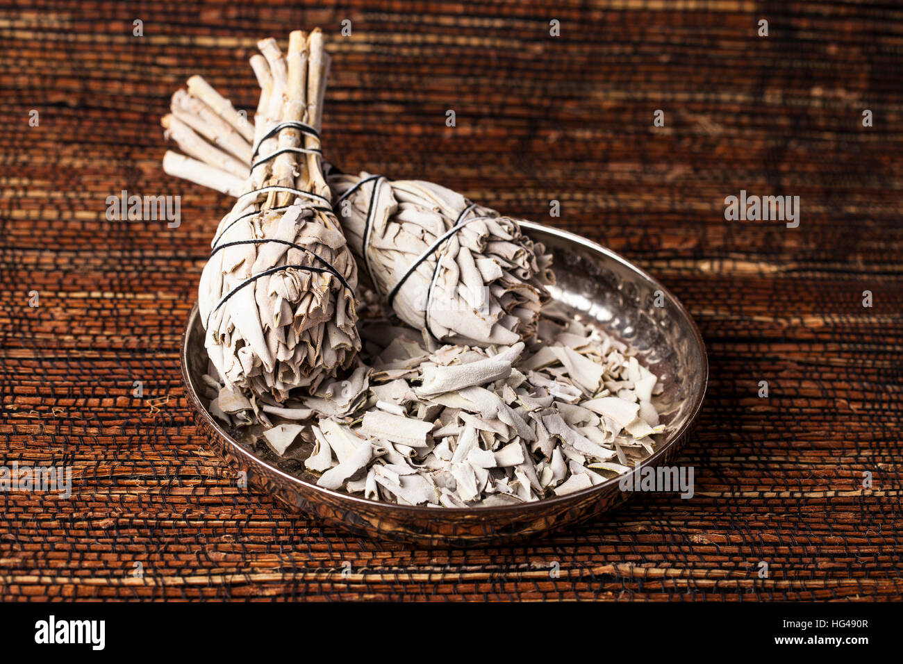 Incense of Salvia Apiana  (White sage, sacred sage, bee sage, california sage) Stock Photo