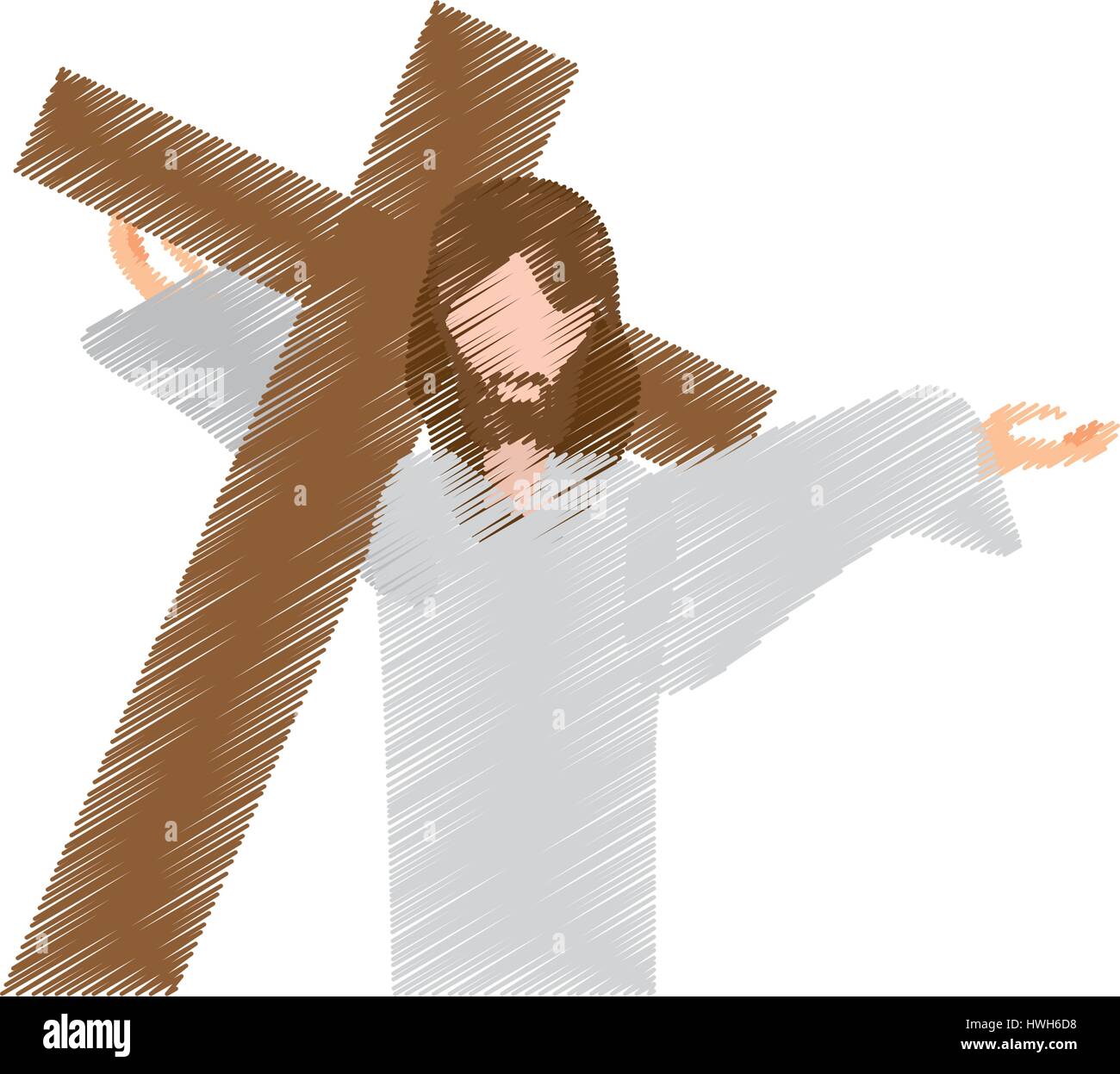 drawing jesus christ carries cross Stock Vector