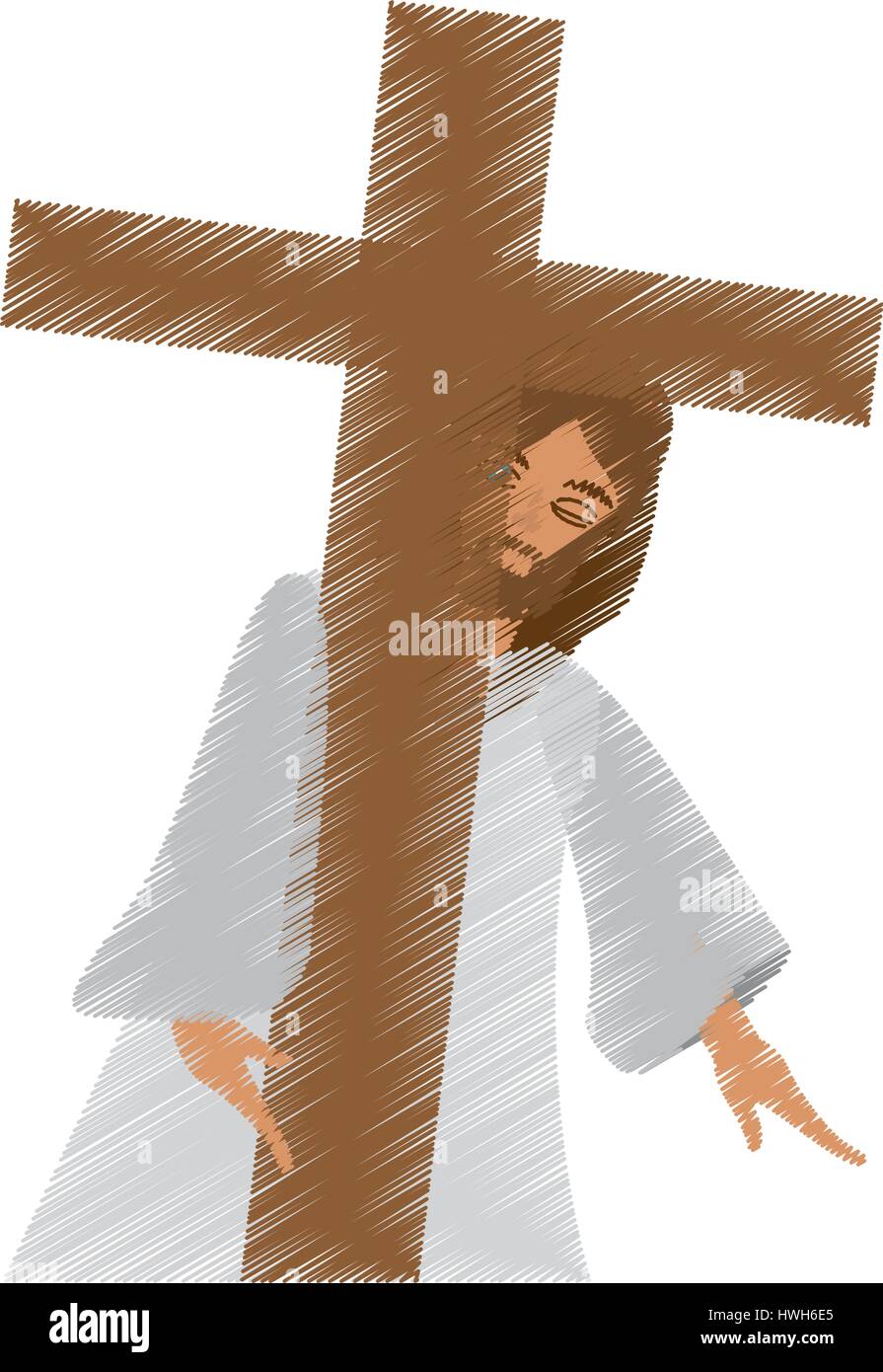 drawing jesus christ meet virgin Stock Vector