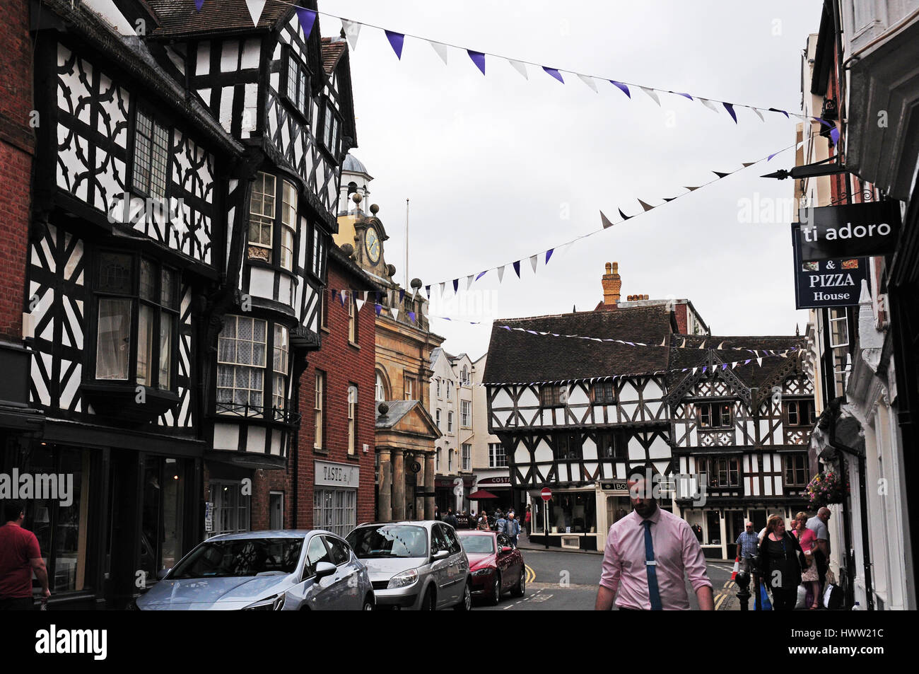 Timberframed buildings, Ludlow. Stock Photo