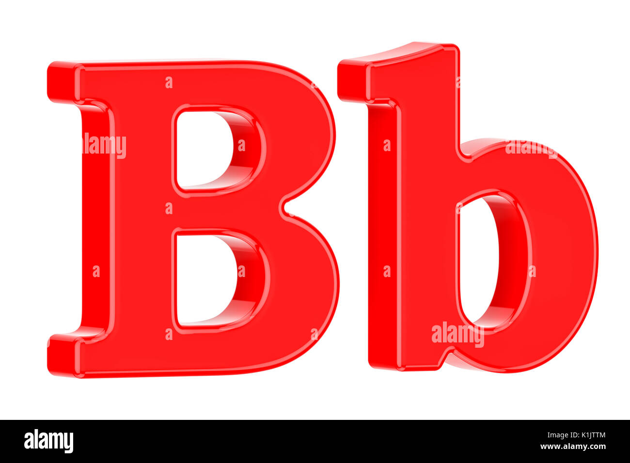 English red letter B, 3D rendering isolated on white background Stock Photo