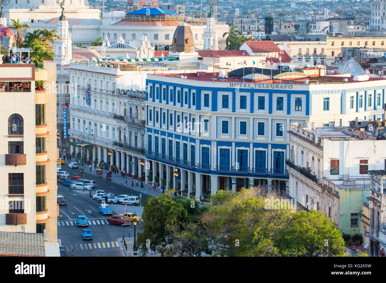 Architecture from an elevated view near the Malecon, Havana, Cuba, West Indies, Central America Stock Photo