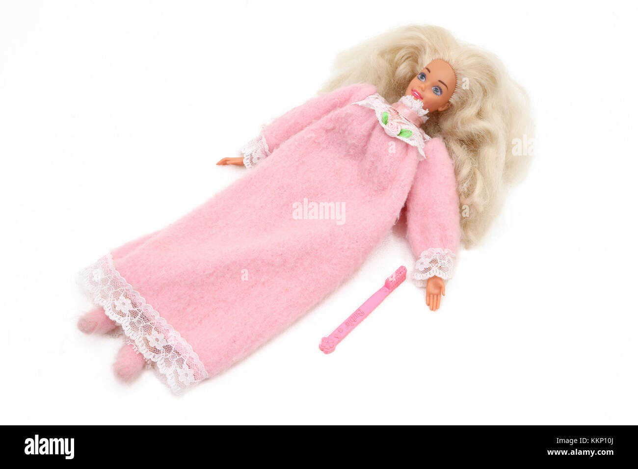 Bedtime Barbie with Night Gown and Toothbrush First Soft Body Barbie Stock Photo