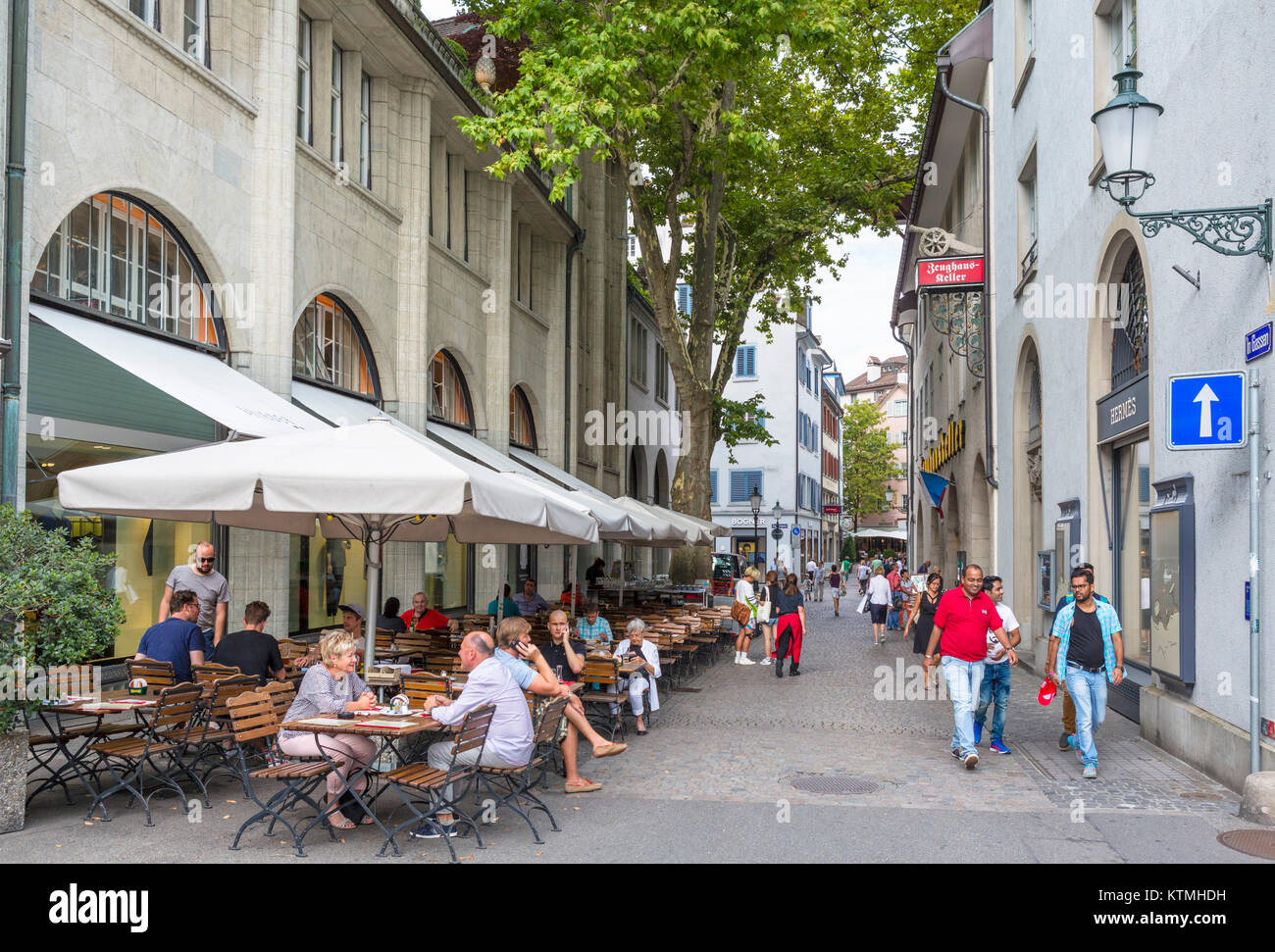 Cafe on In Gassen, Zurich, Switzerland Stock Photo