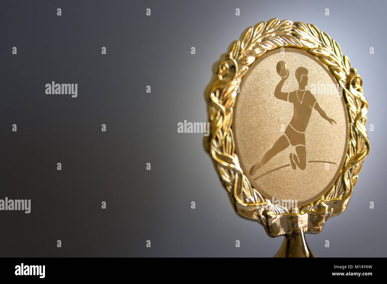 Handball trophy with empty space Stock Photo