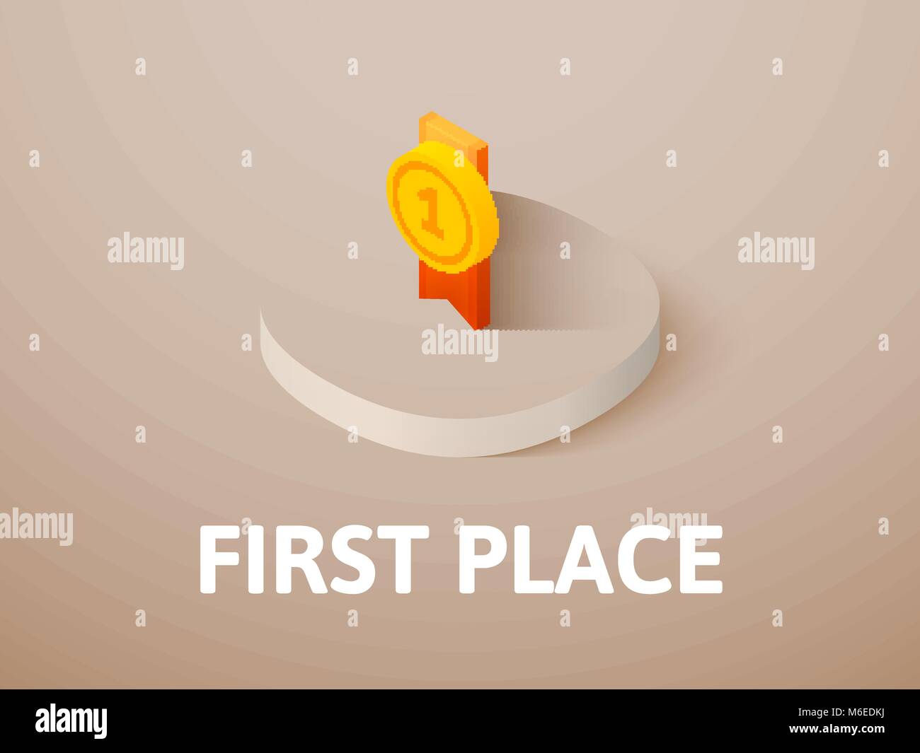 First place isometric icon, isolated on color background Stock Vector