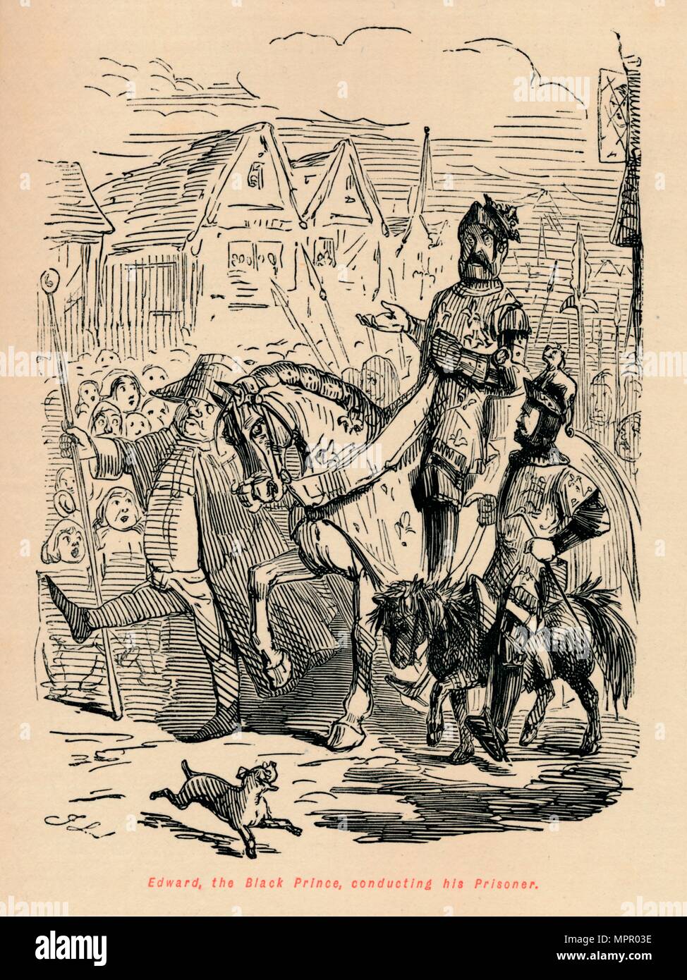 'Edward the Black Prince, conducting his Prisoner', c1860, (c1860). Artist: John Leech. Stock Photo