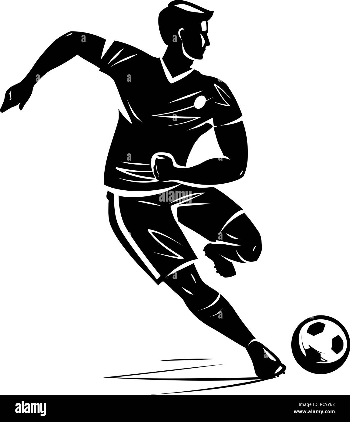 Soccer player, silhouette. Vector illustration Stock Vector