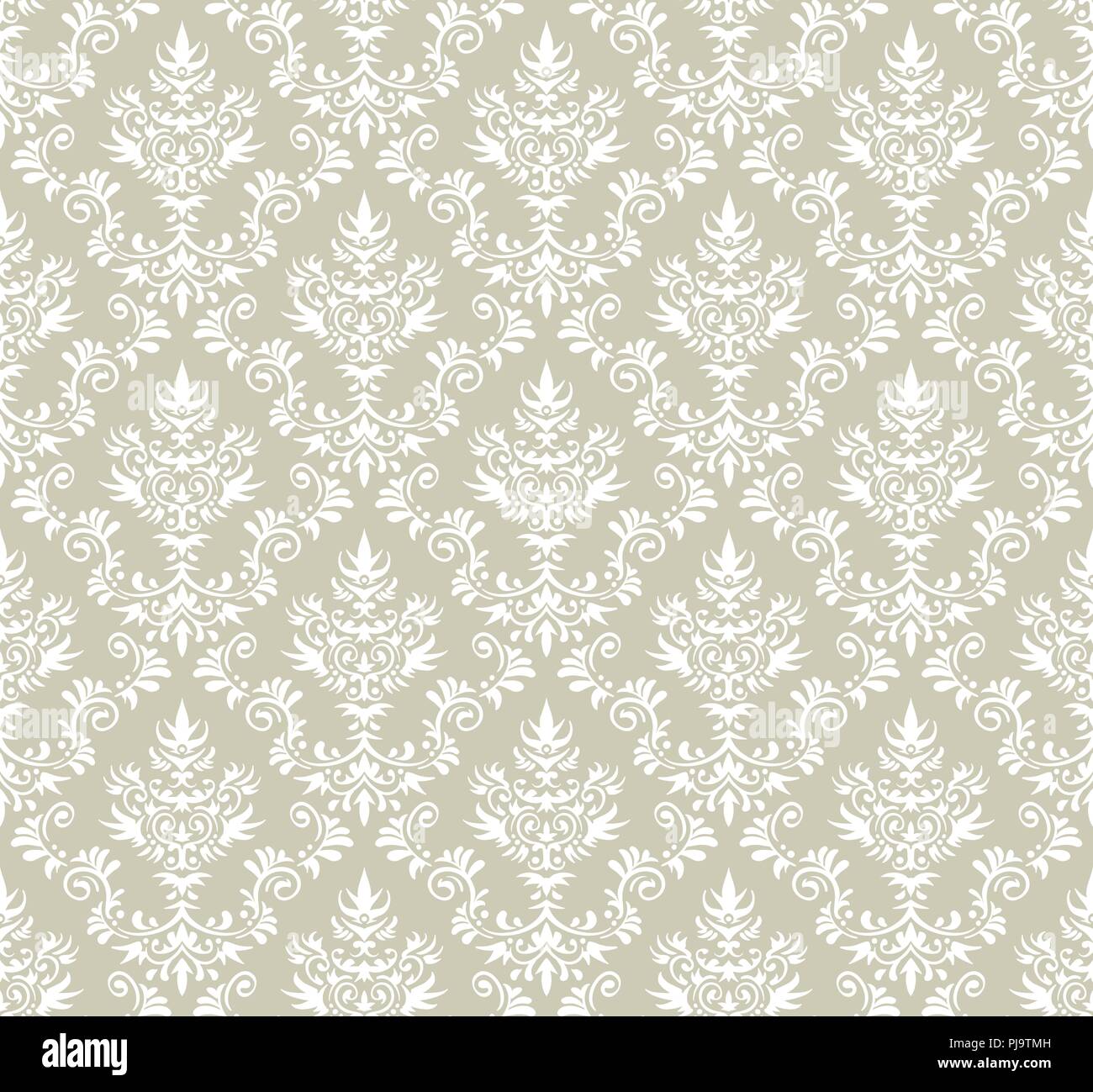 Old style damask wallpaper. Seamless vector floral patterns. Stock Vector