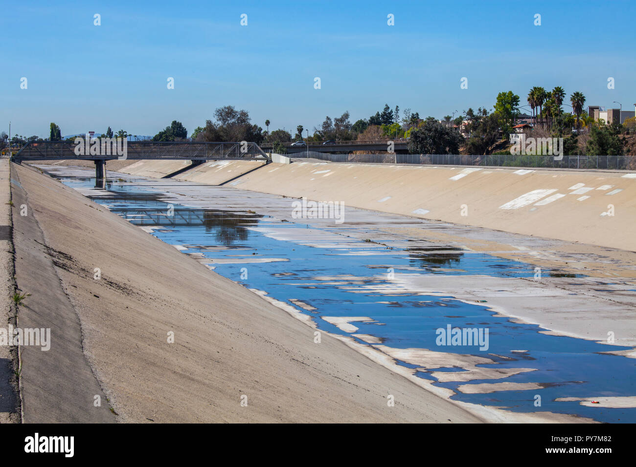 Rio Hondo channel, Rio Hondo Spreading Grounds, Water Replenishment District – WRD, Pico Rivera, Los Angeles County Stock Photo