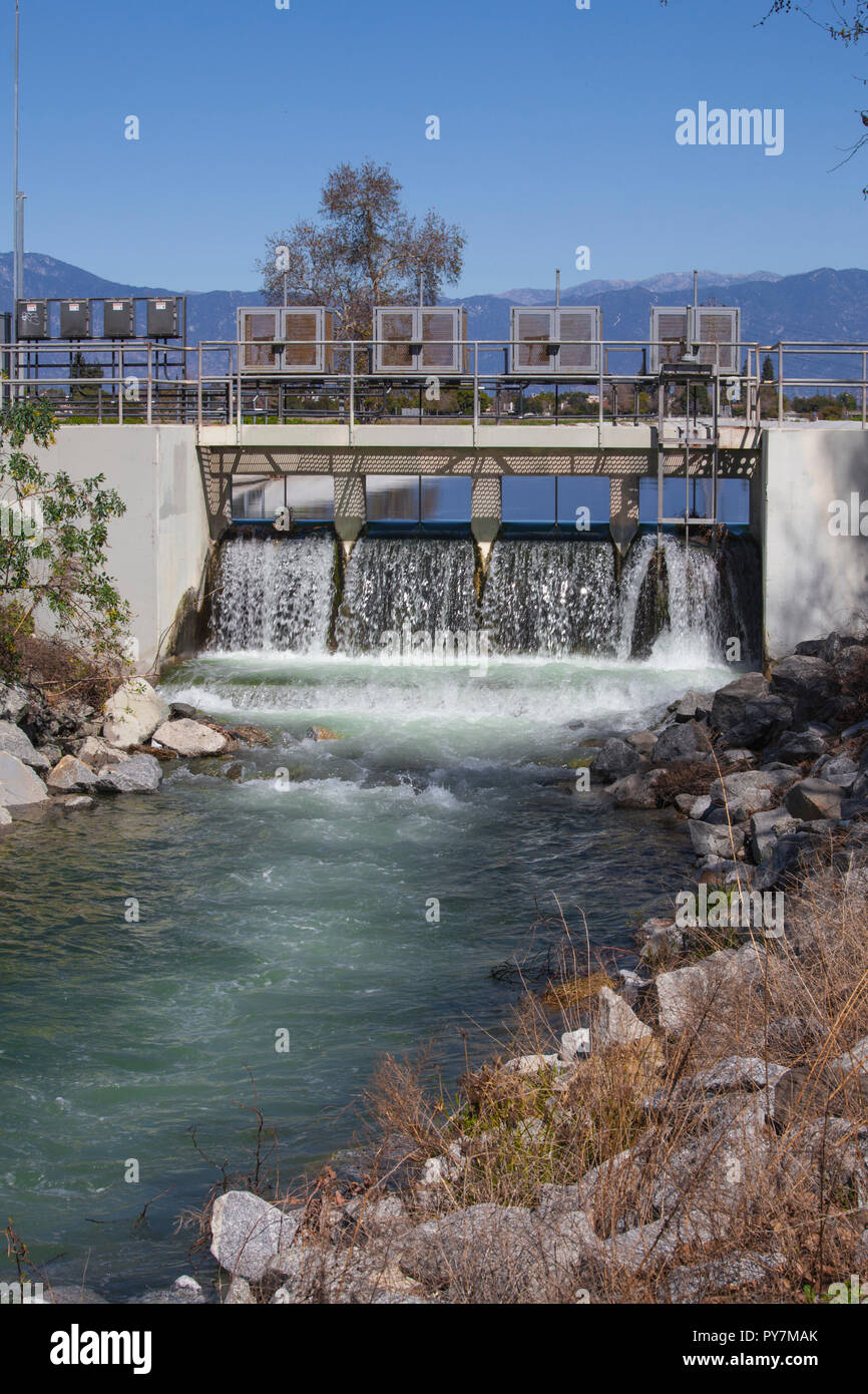 Gate at Rio Hondo Spreading Grounds, Water Replenishment District – WRD, Pico Rivera, Los Angeles County Stock Photo