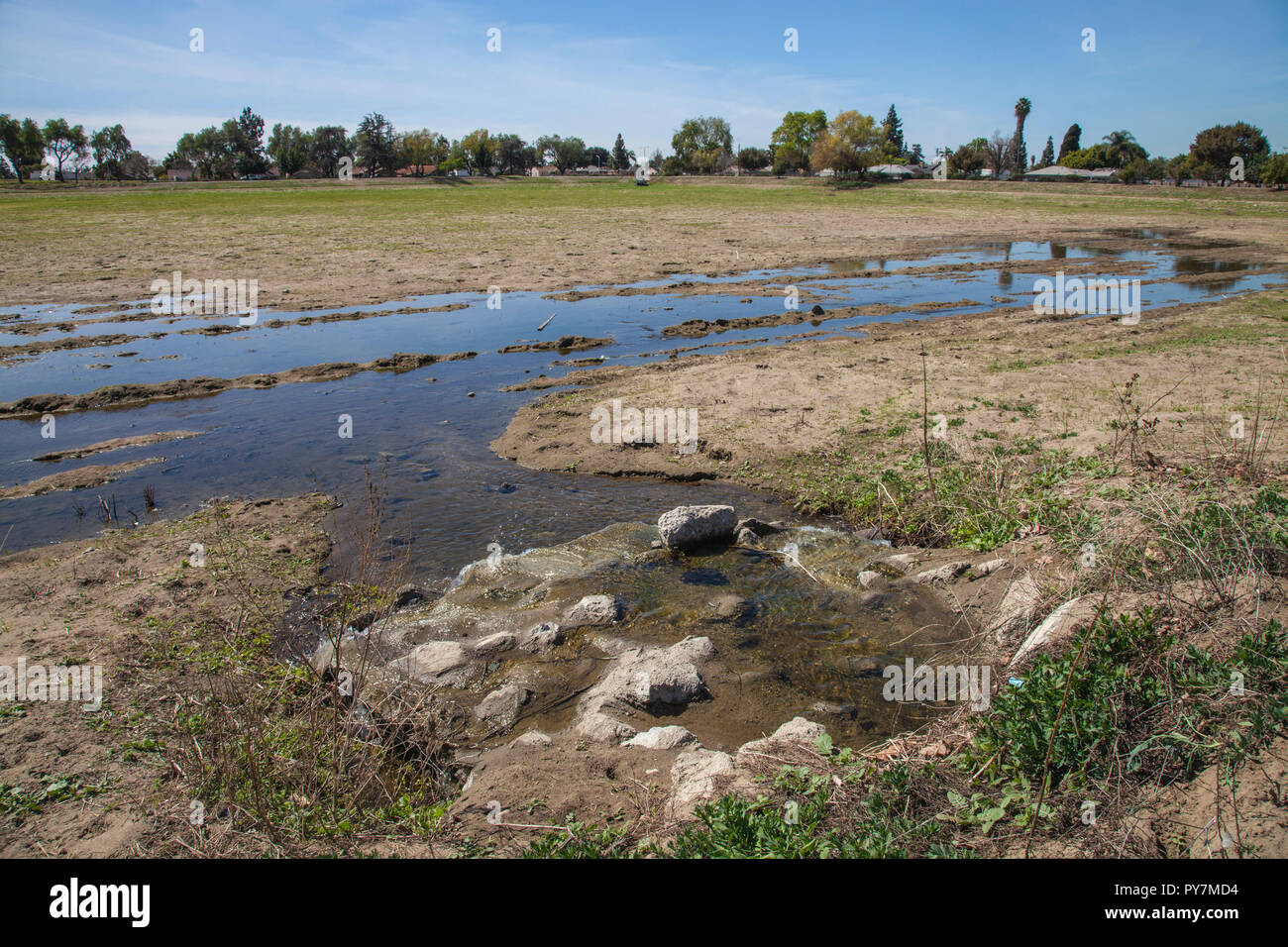 Rio Hondo Spreading Grounds, Water Replenishment District – WRD, Pico Rivera, Los Angeles County Stock Photo