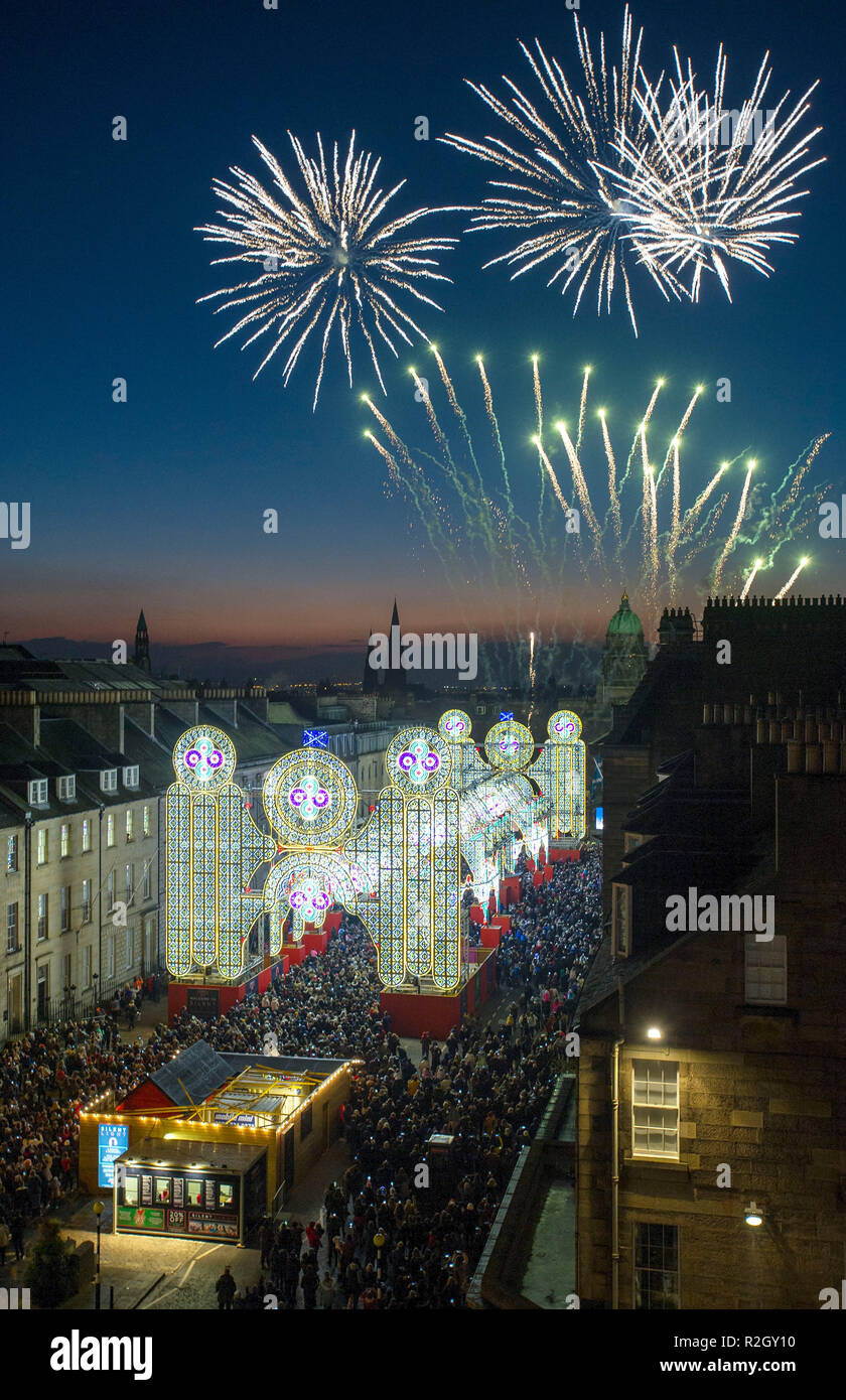 The official start to Edinburgh's Christmas, Light Night, George Street, Edinburgh. Stock Photo