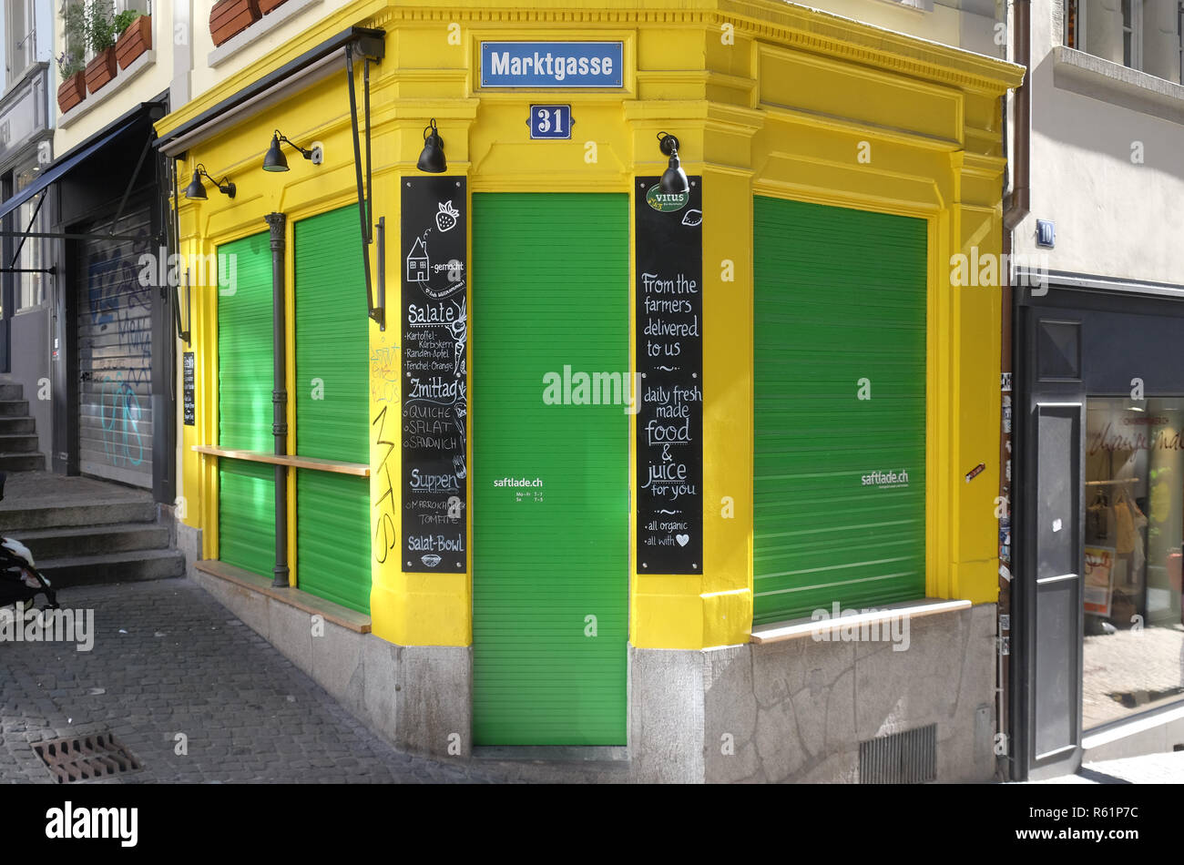 Take away restaurant in Zurich city center, Switzerland Stock Photo